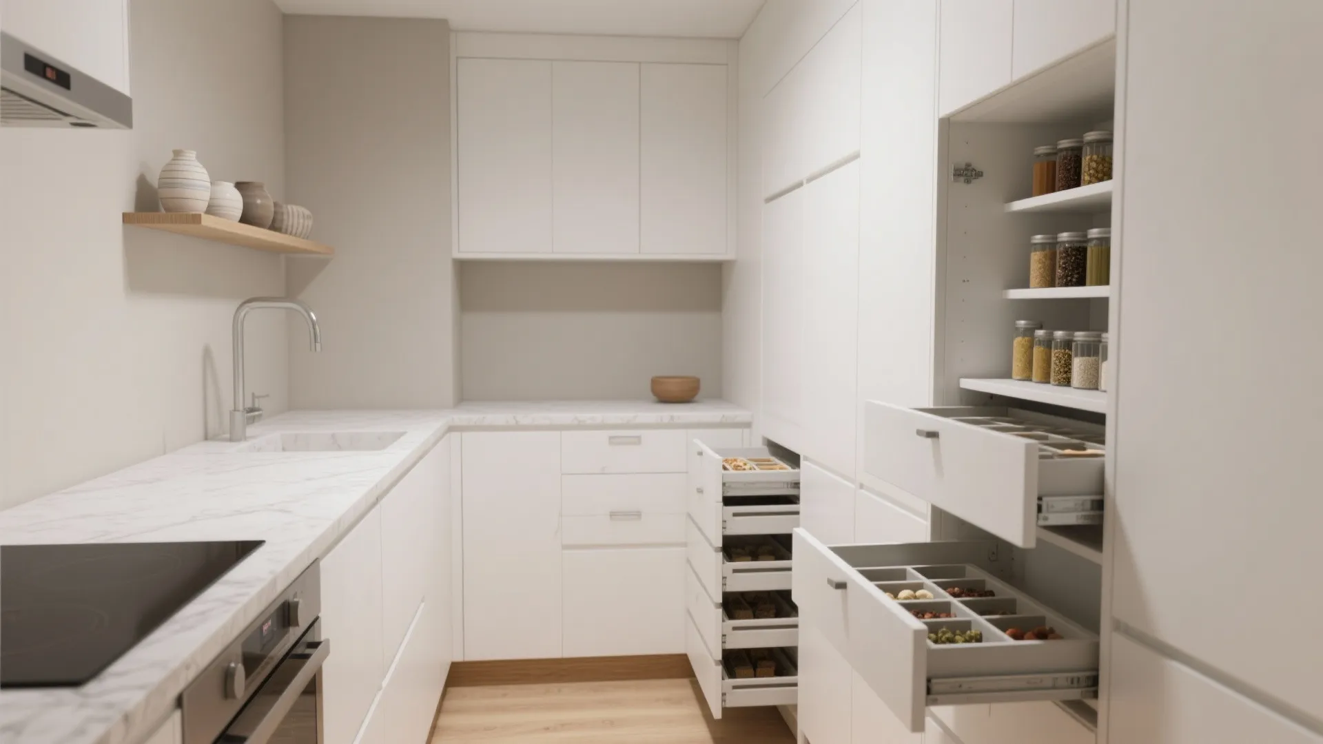 Minimalist Kitchen Storage for Compact 3 BHKs