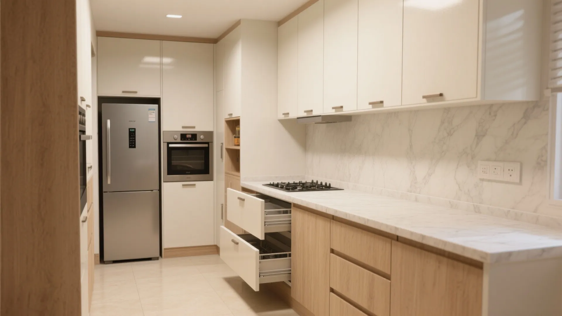 Minimalist Kitchen Storage for 3 BHK Flats