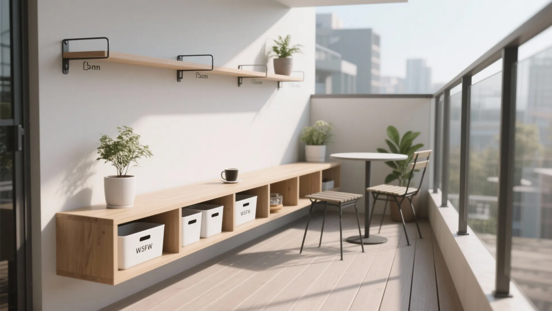 Minimalist balcony storage