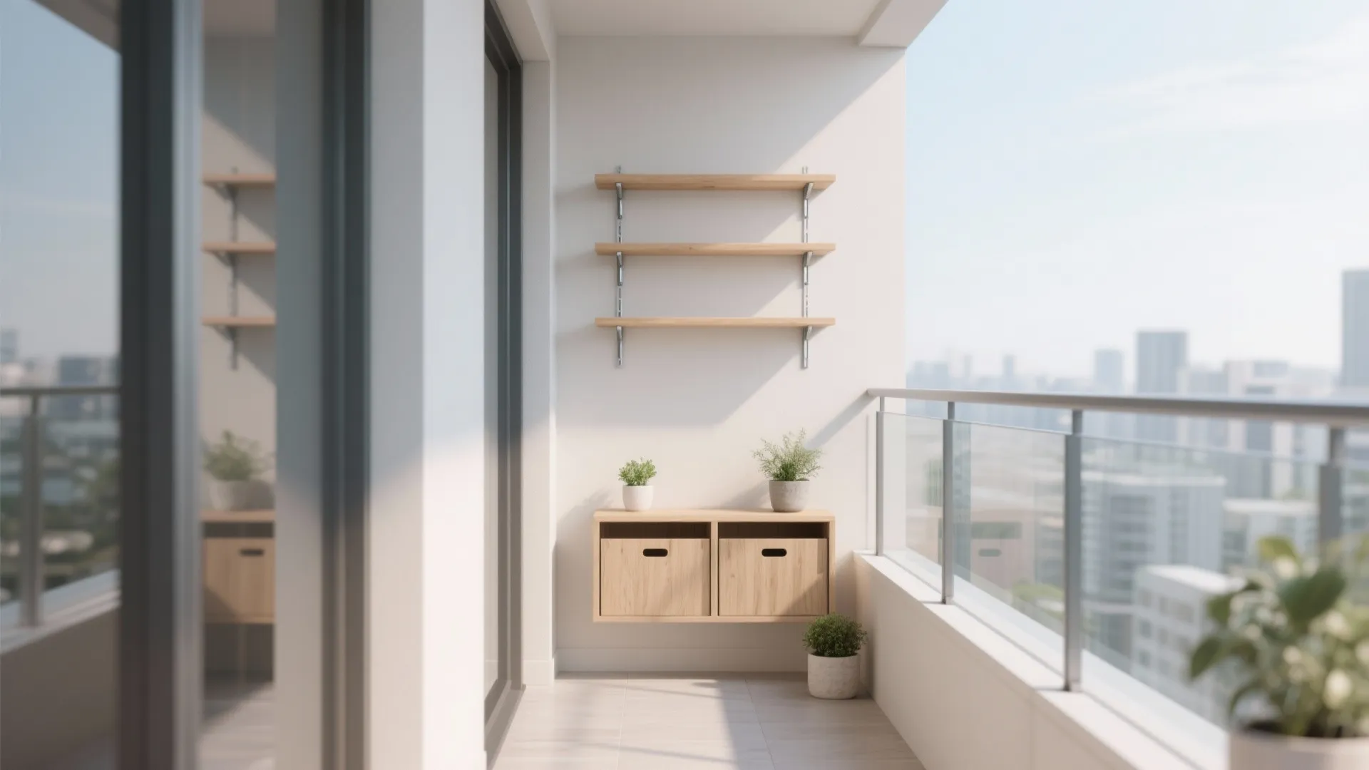 Minimalist balcony storage that breathes
