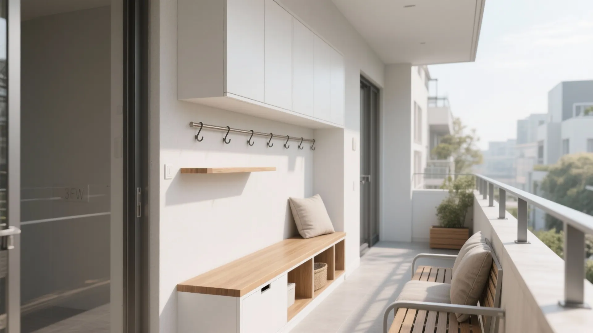 Minimalist balcony storage