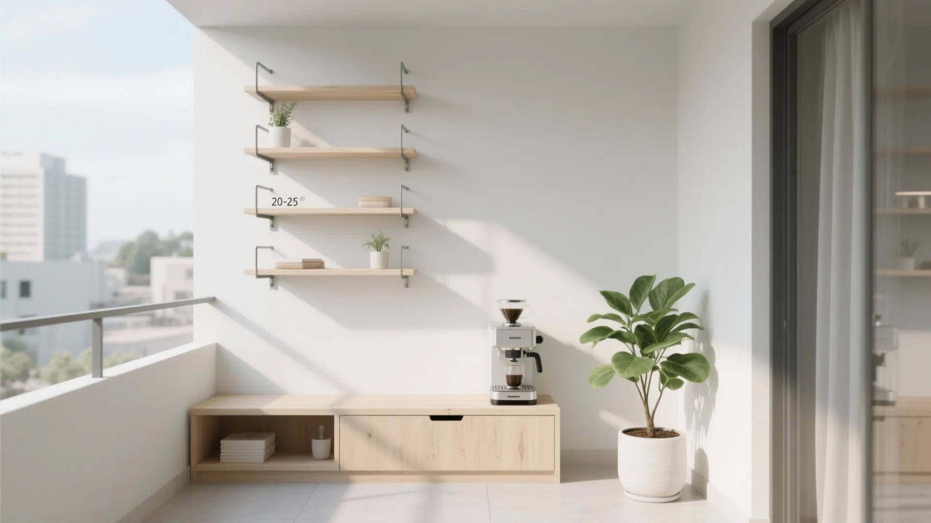 Minimal balcony storage that breathes