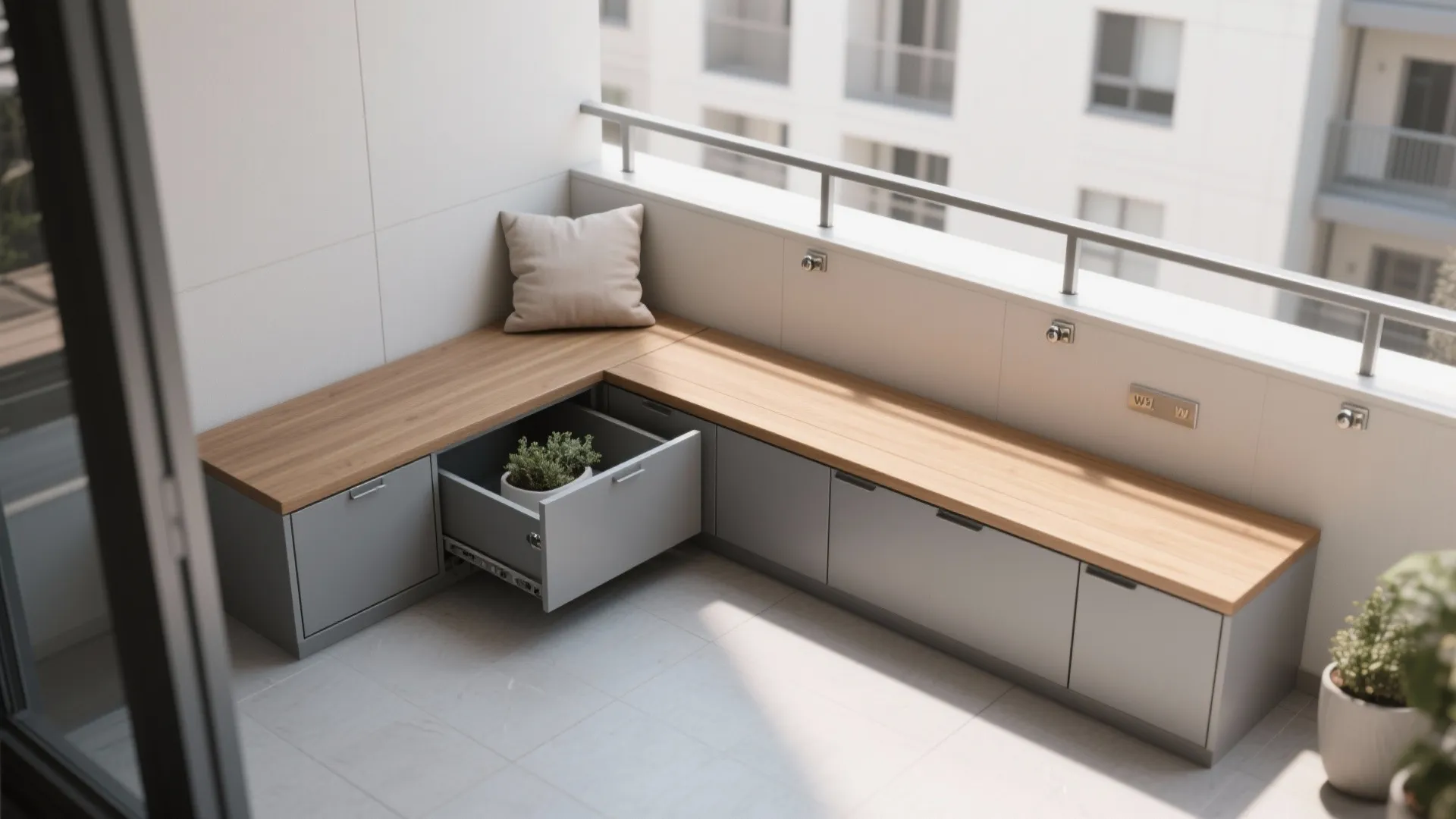 Minimalist balcony storage that disappears