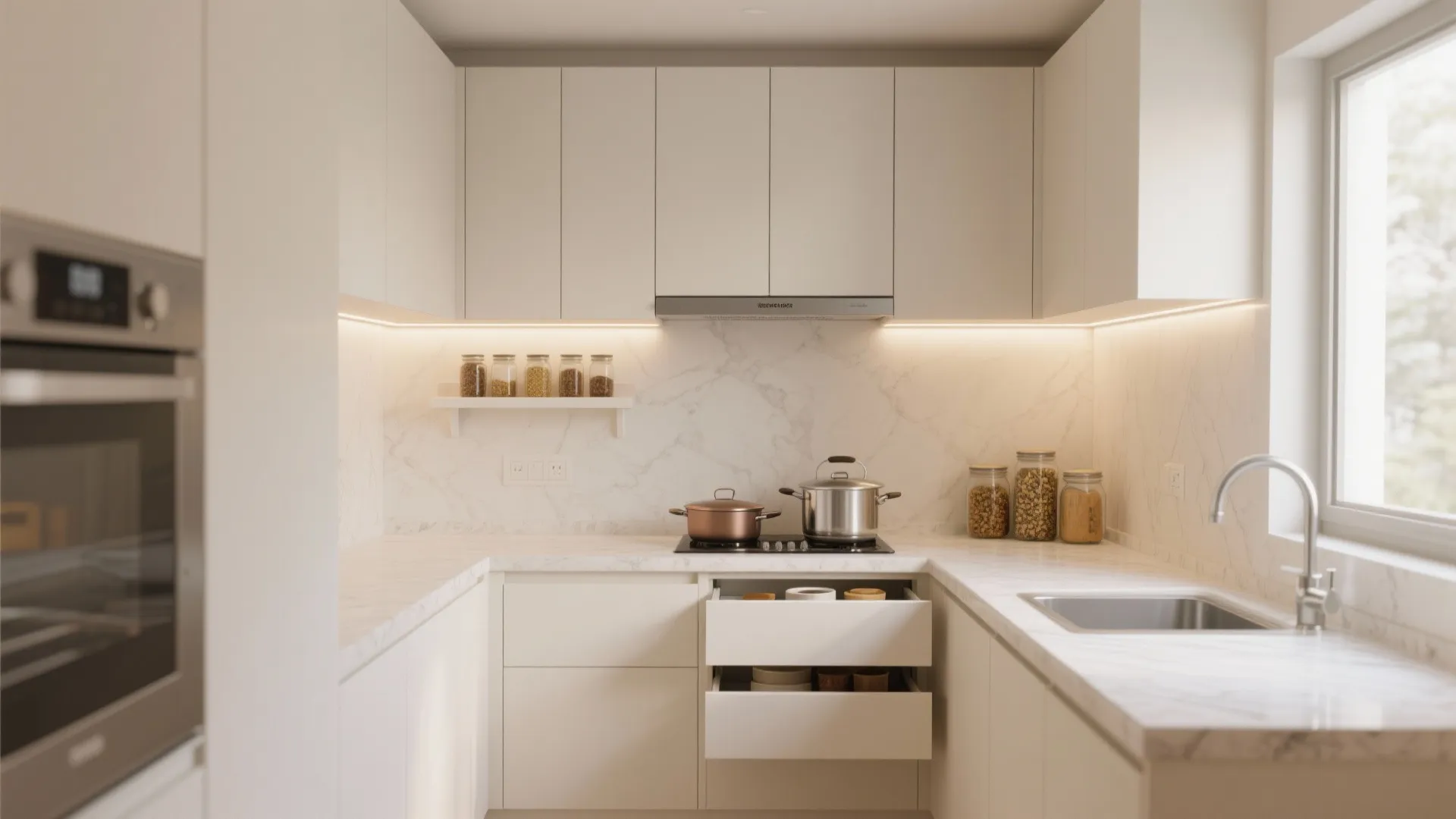 Minimalist kitchen storage that breathes