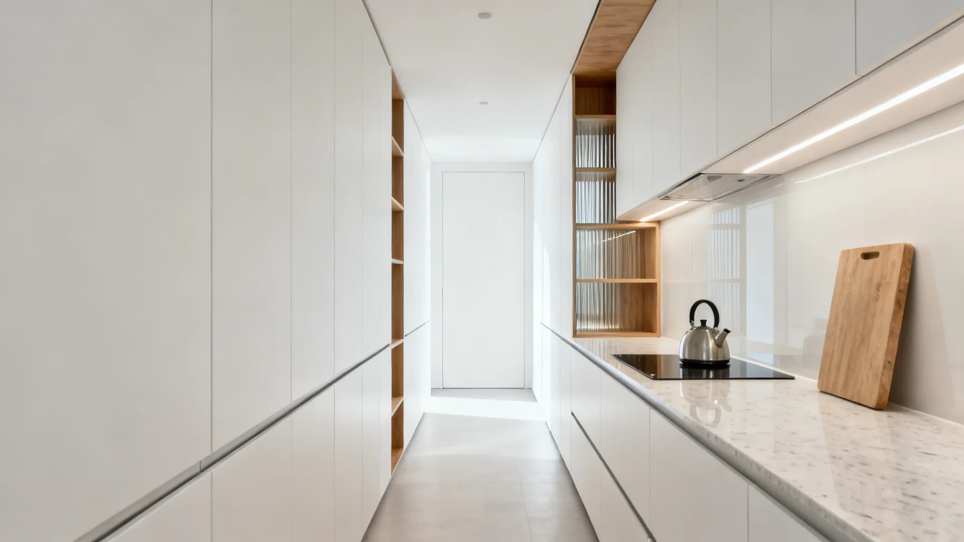 Minimalist kitchen storage for visual calm