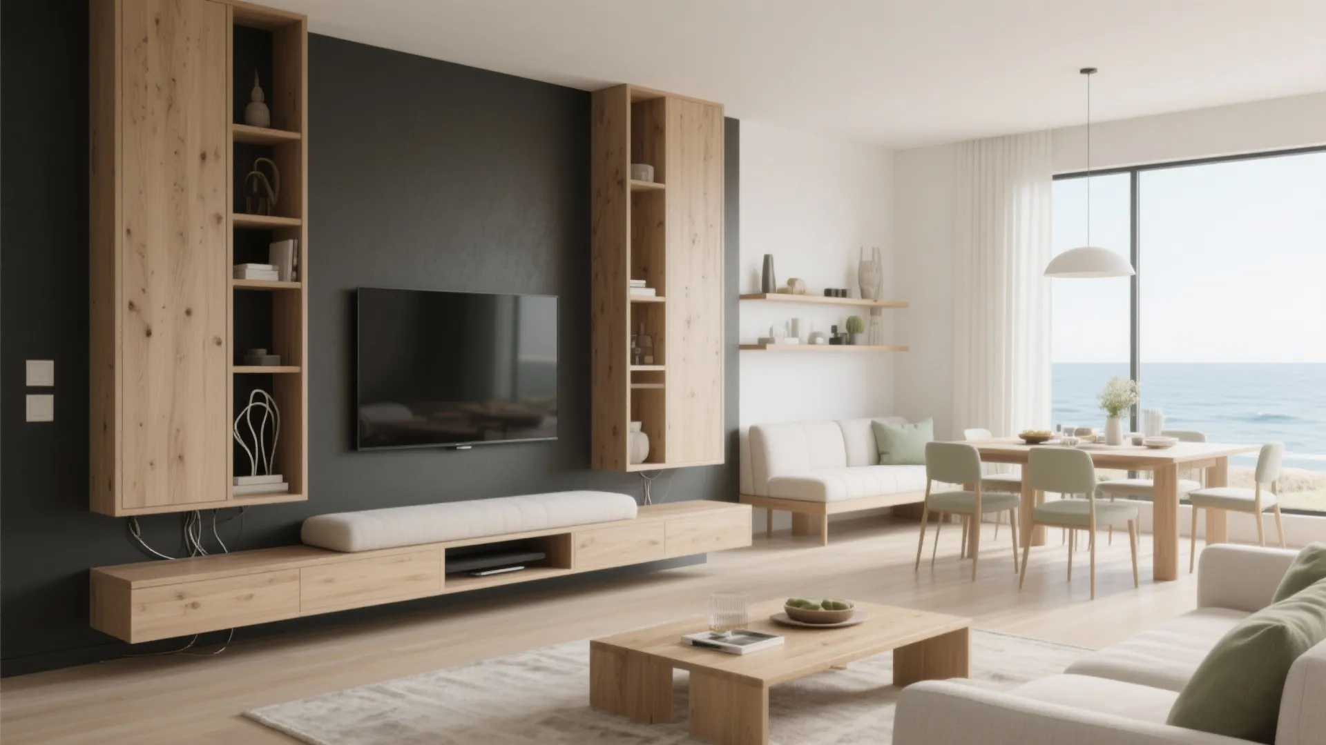 Minimalist Storage for the Living-Dining Core