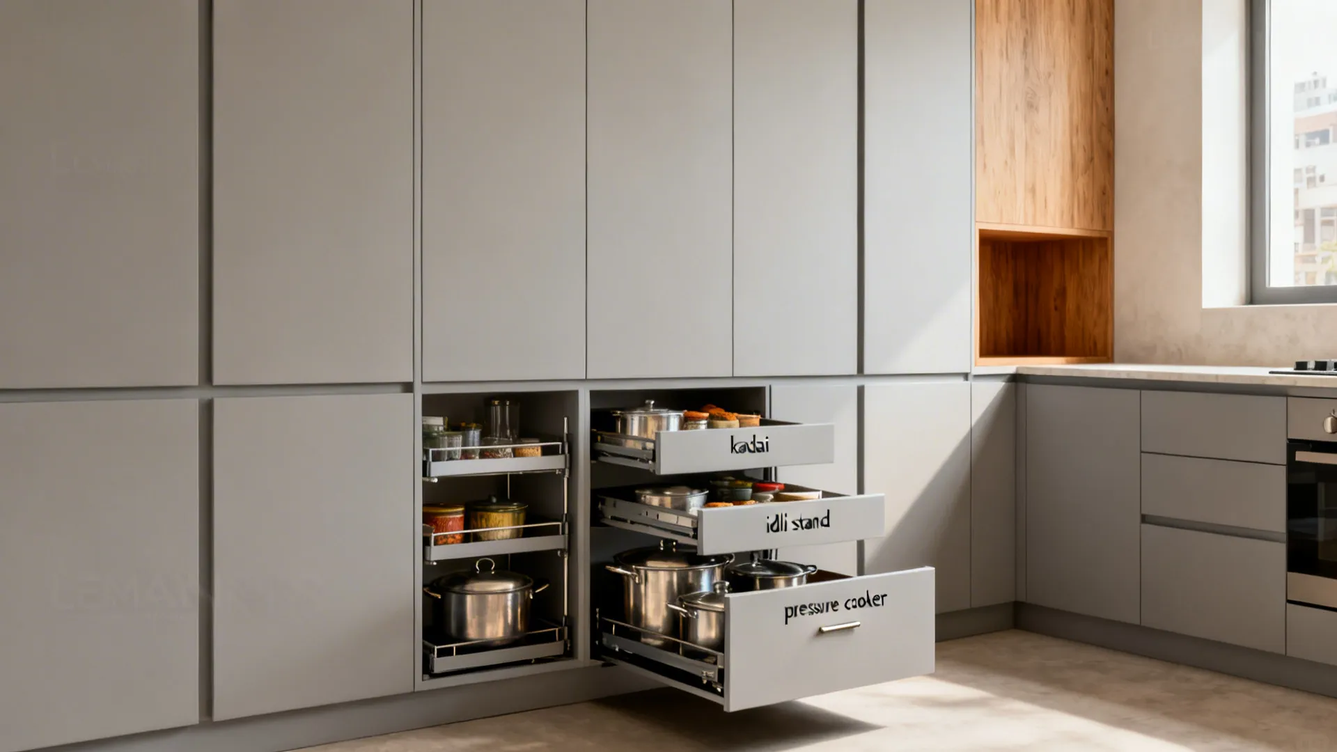 Minimalist storage that actually fits Indian cookware