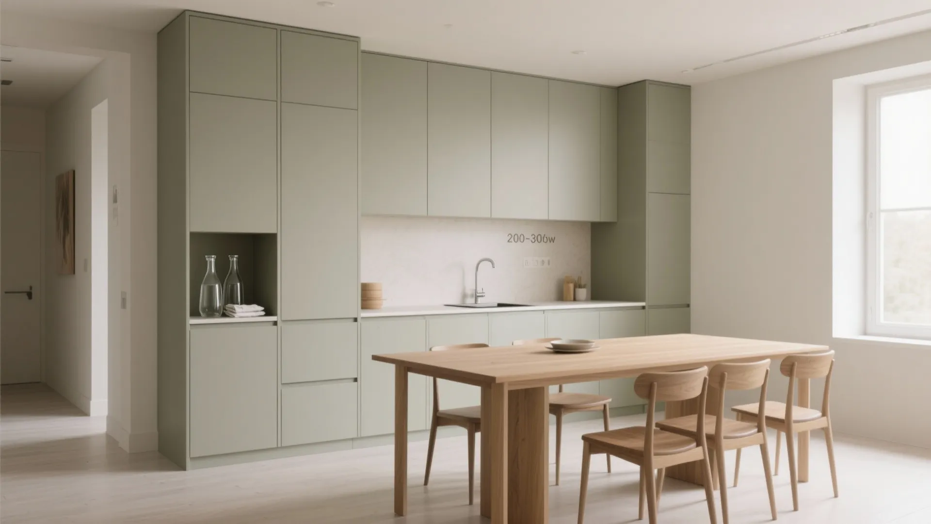 Minimalist Kitchen Storage That Flows Into Dining