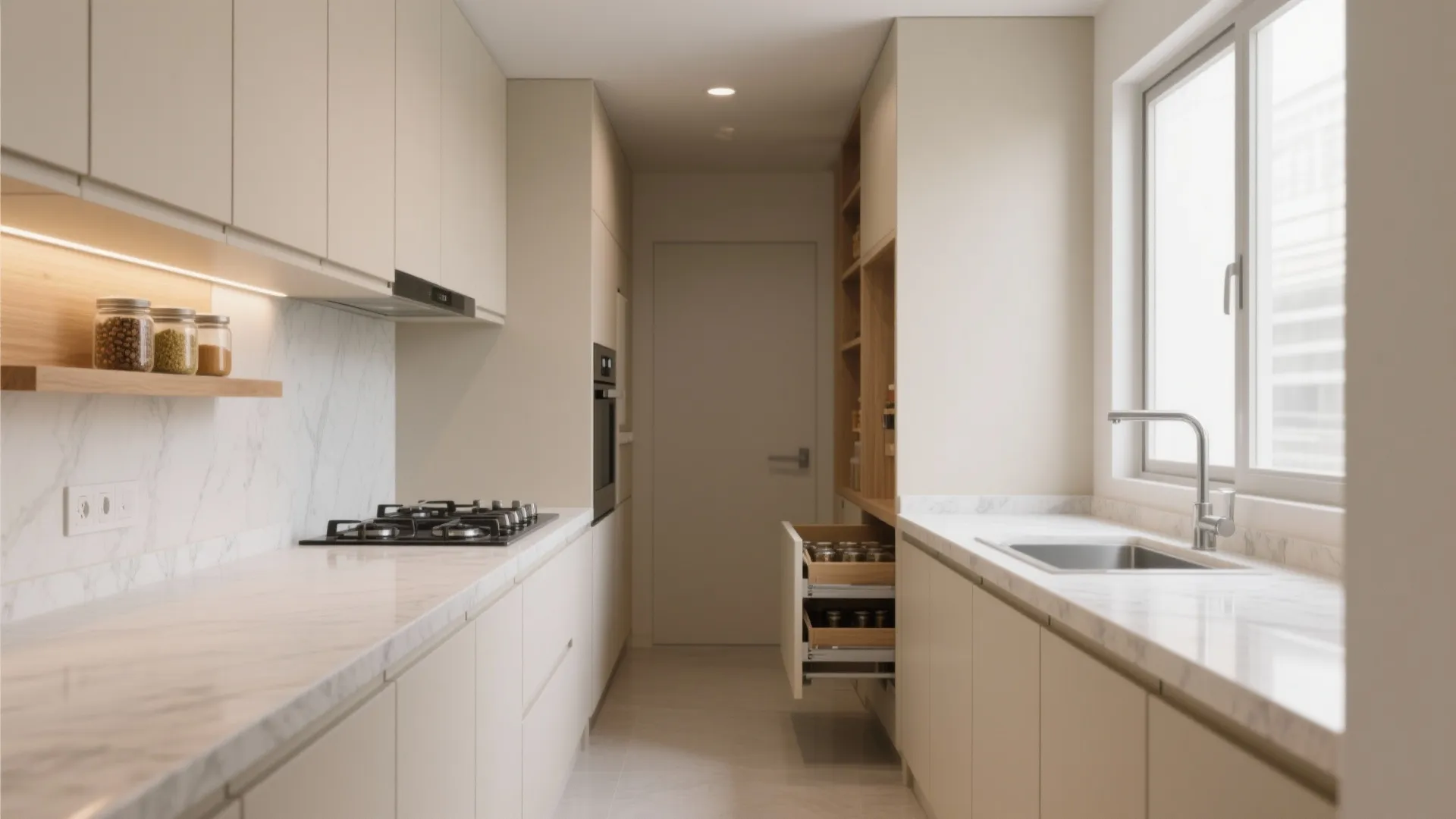 Minimalist kitchen storage for compact 3 BHK layouts