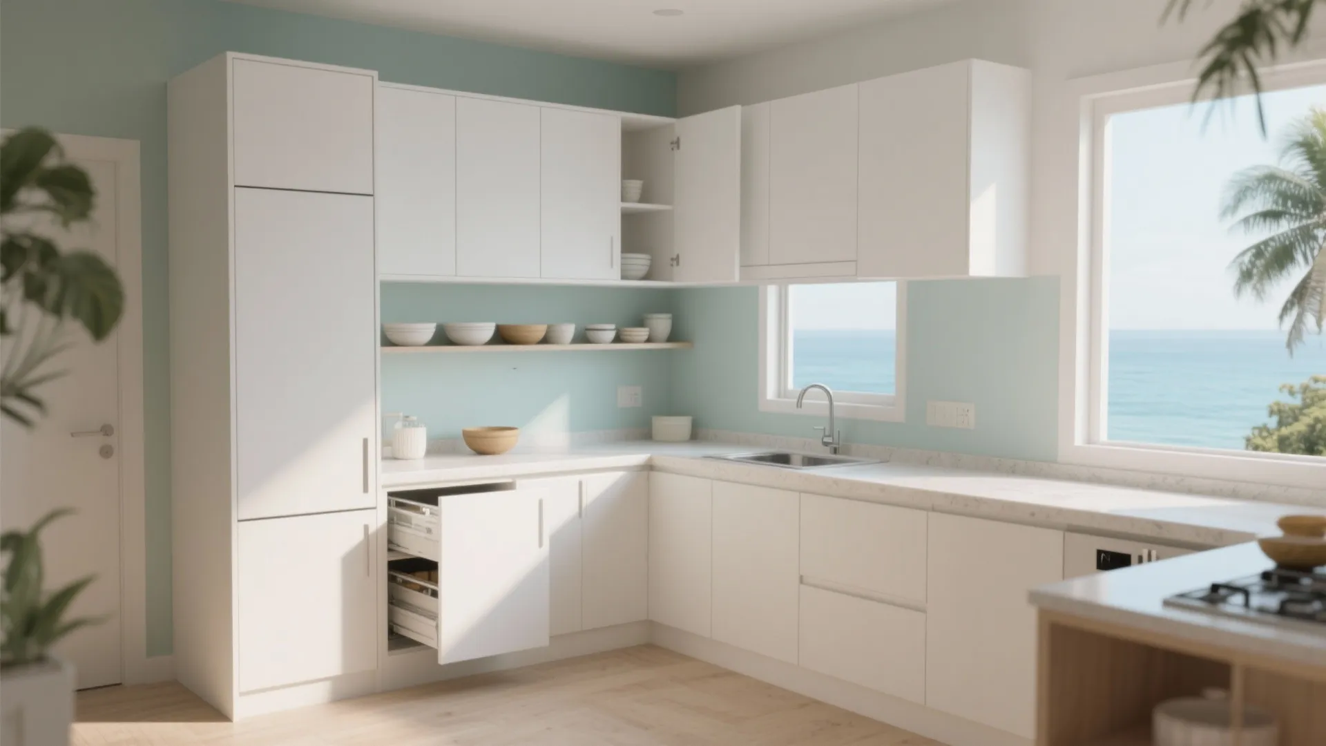 Minimalist kitchen storage that breathes