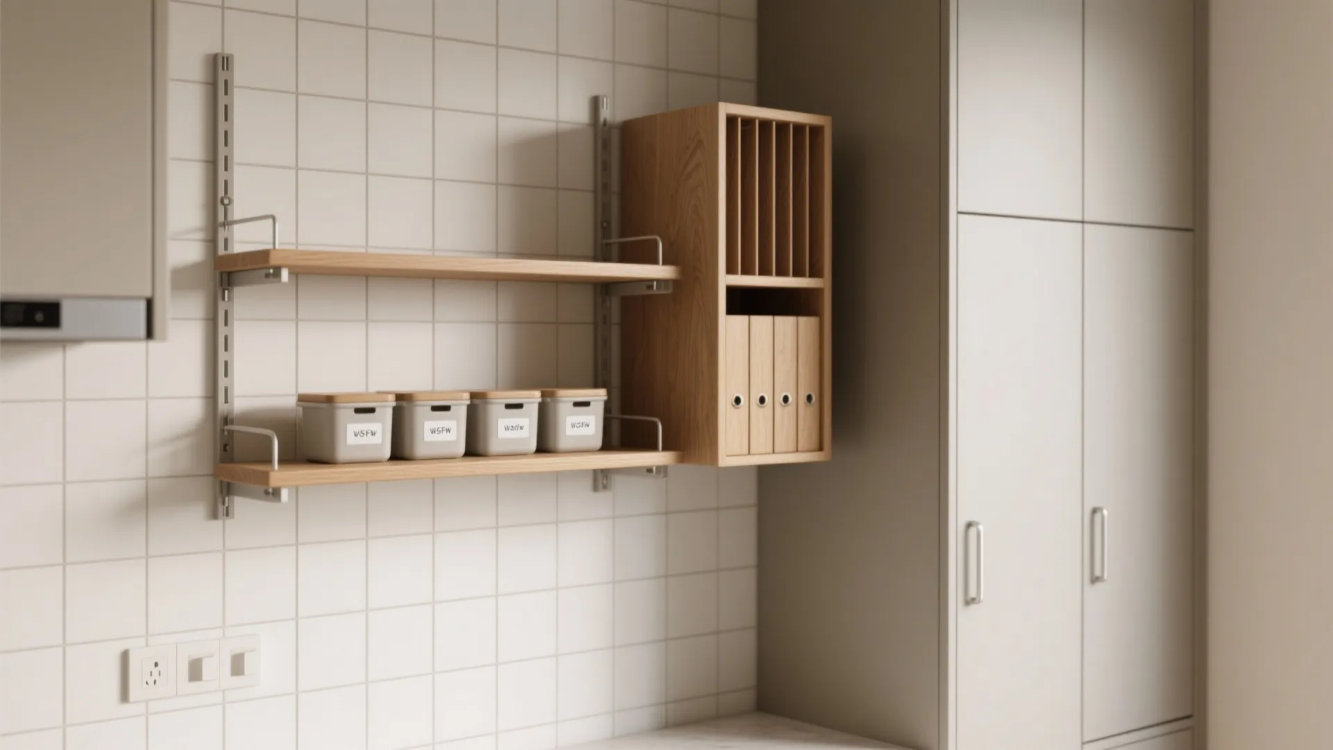 1) Minimalist Storage Grid (Inspired by study-room clarity)