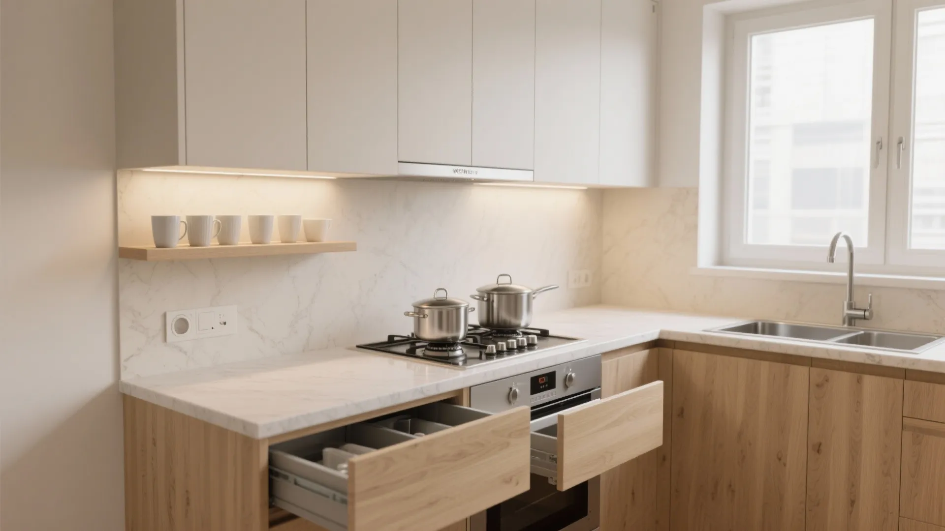 Minimal kitchen storage that works hard