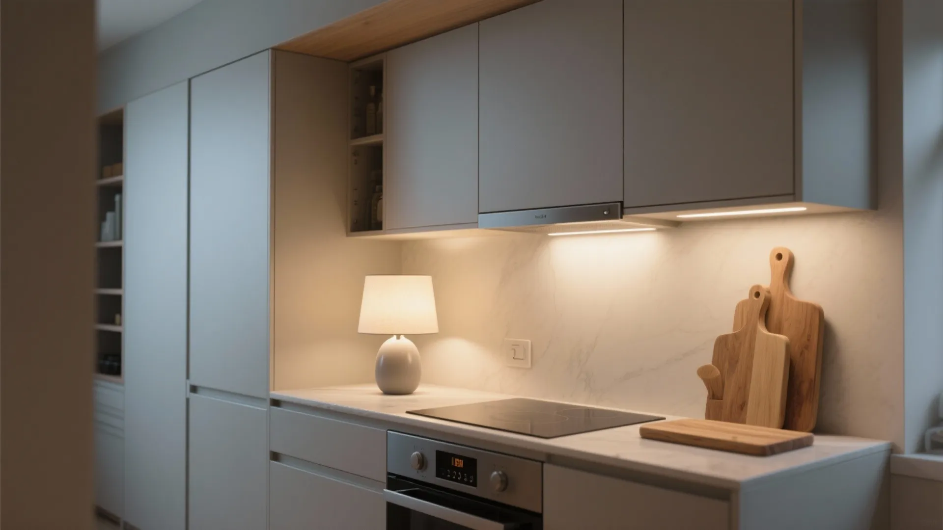 1) Minimalist storage that makes room for light