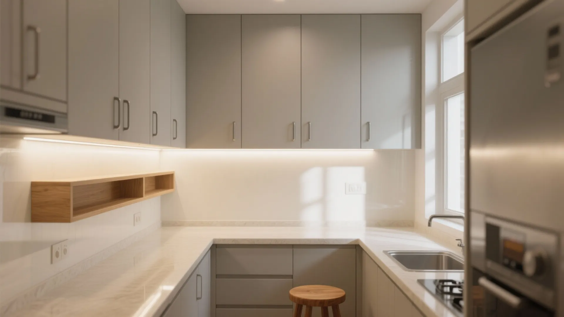Minimalist kitchen storage lines