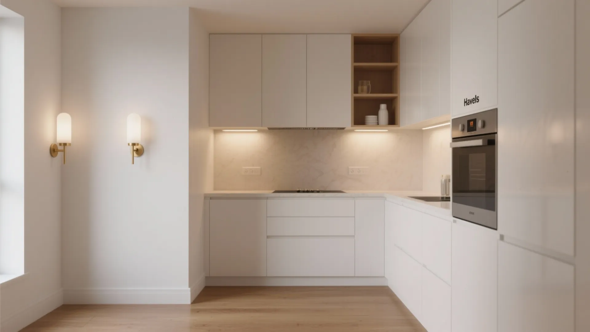 Minimalist kitchen storage lighting