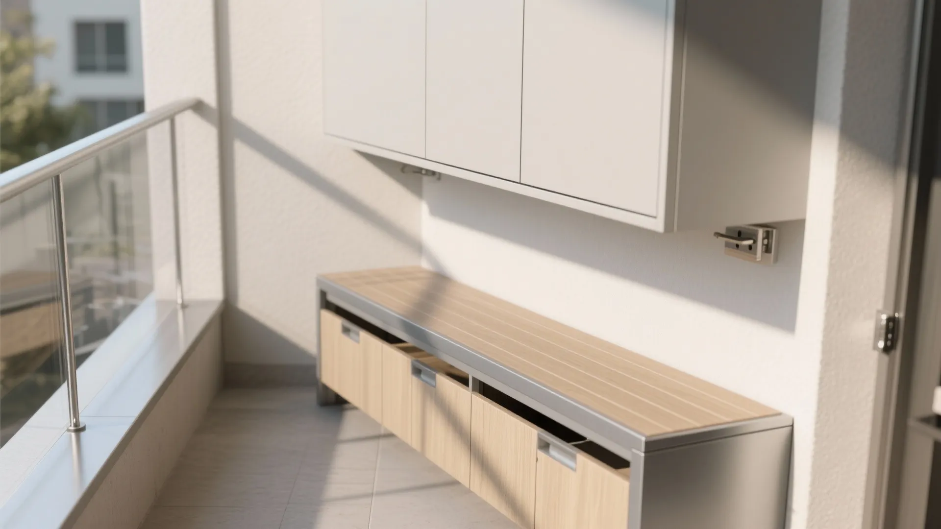 Minimalist balcony storage that disappears