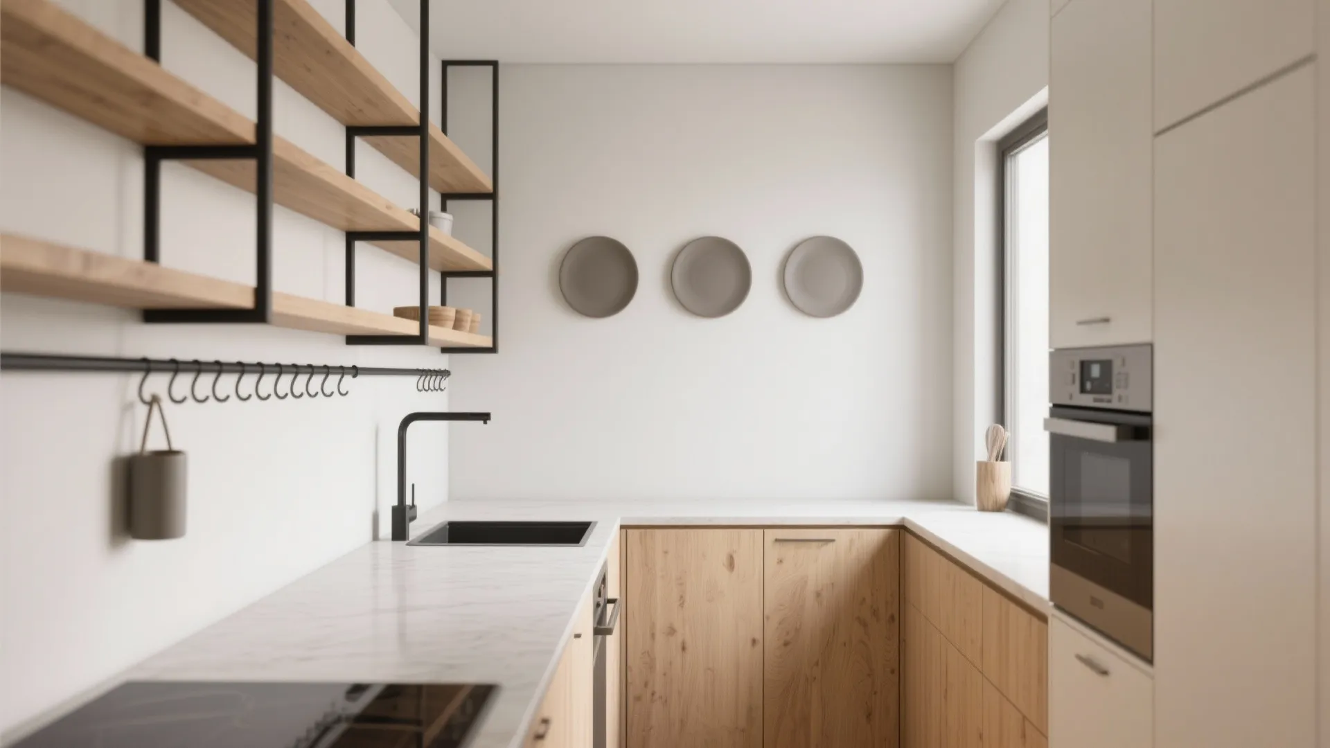 Minimalist Storage with Curated Wall Plaques