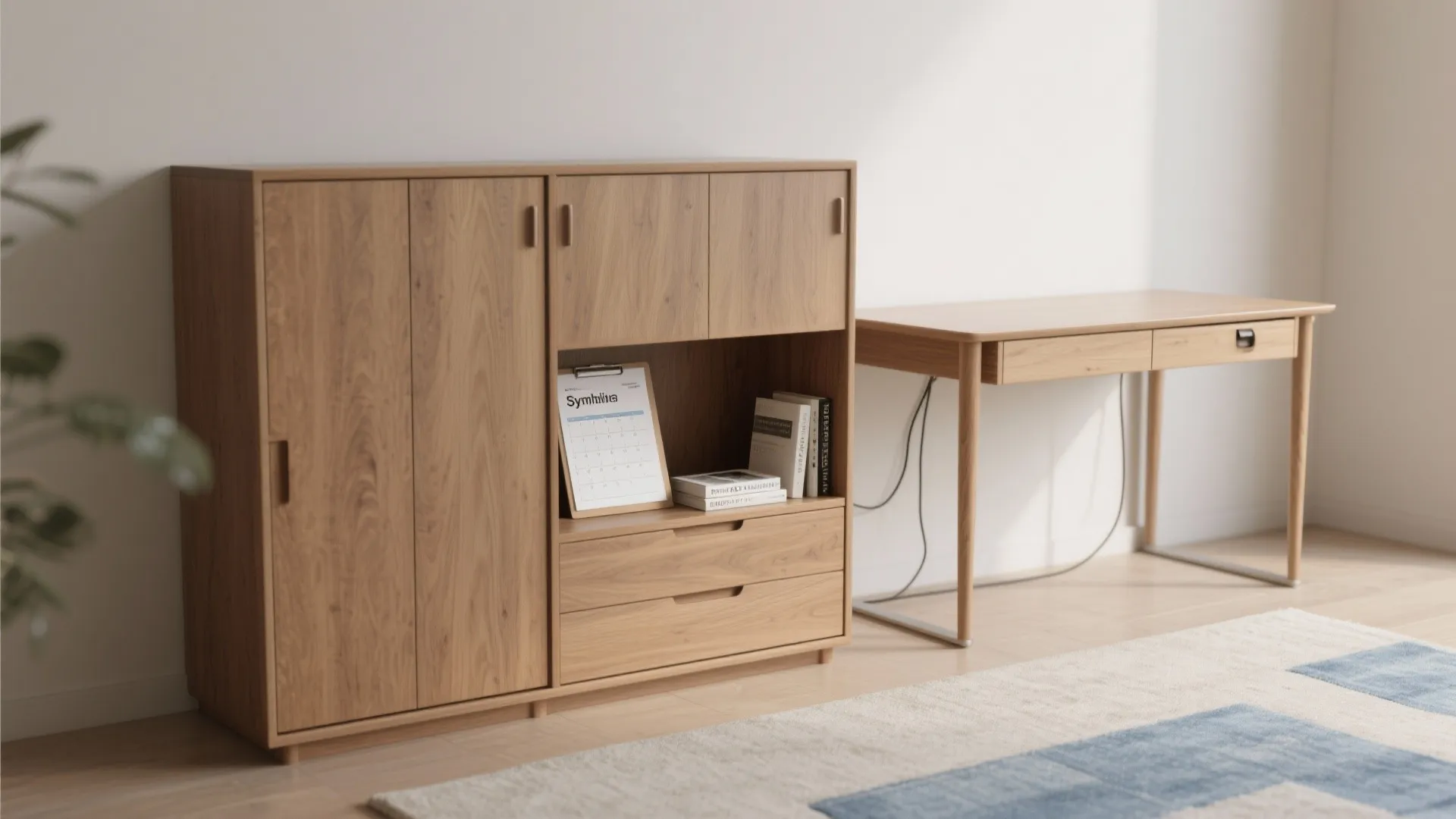 Warm Minimalist Study Storage