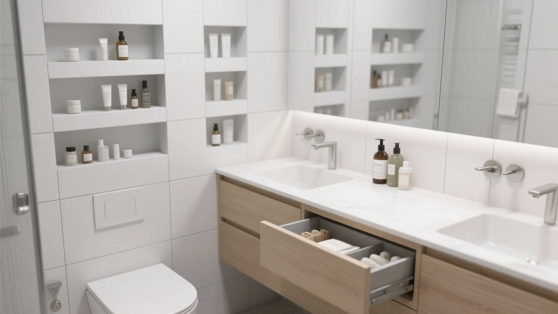Minimalist Bathroom Storage Layers