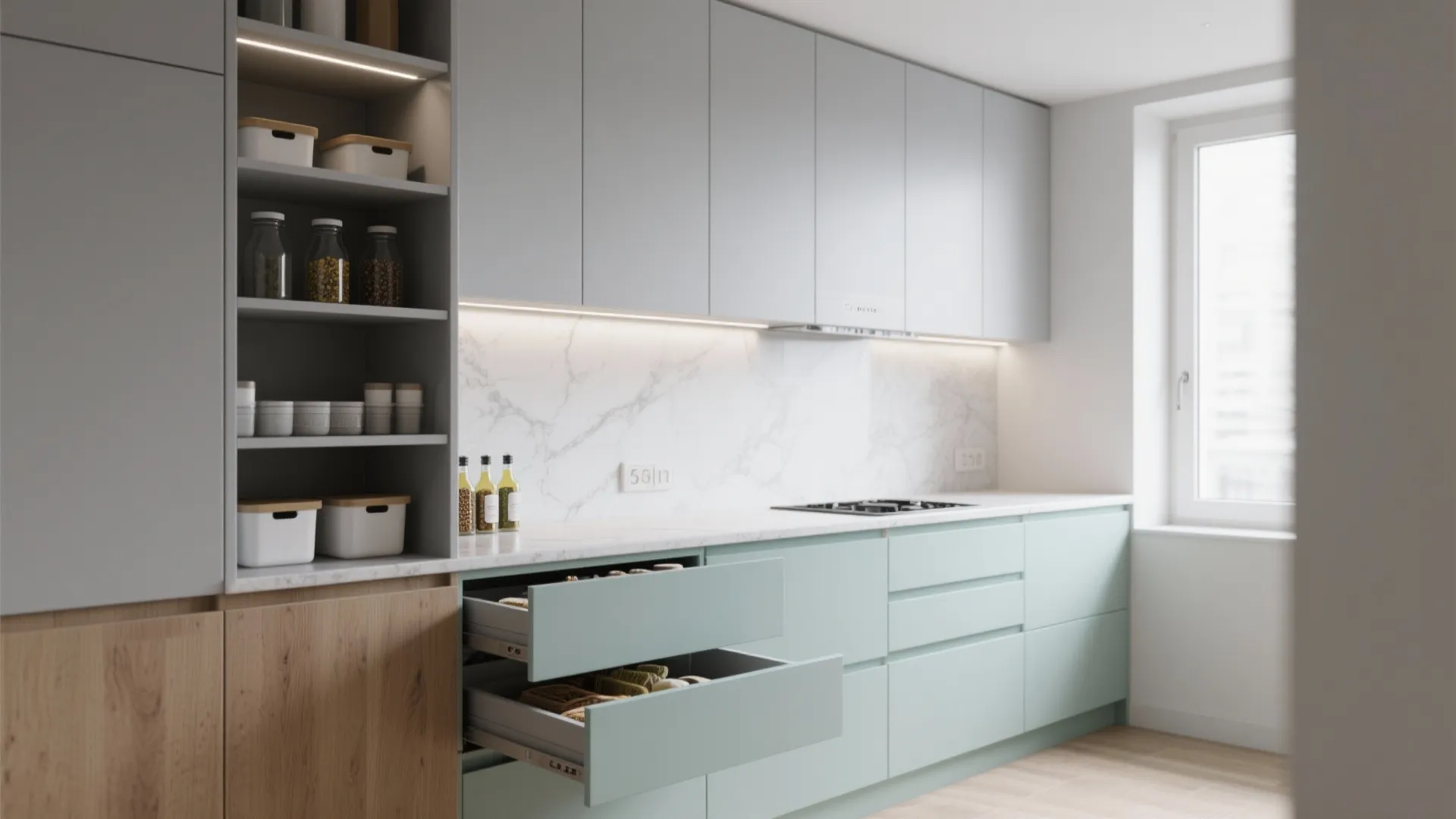 Minimalist Kitchen Storage for Ulwe Apartments
