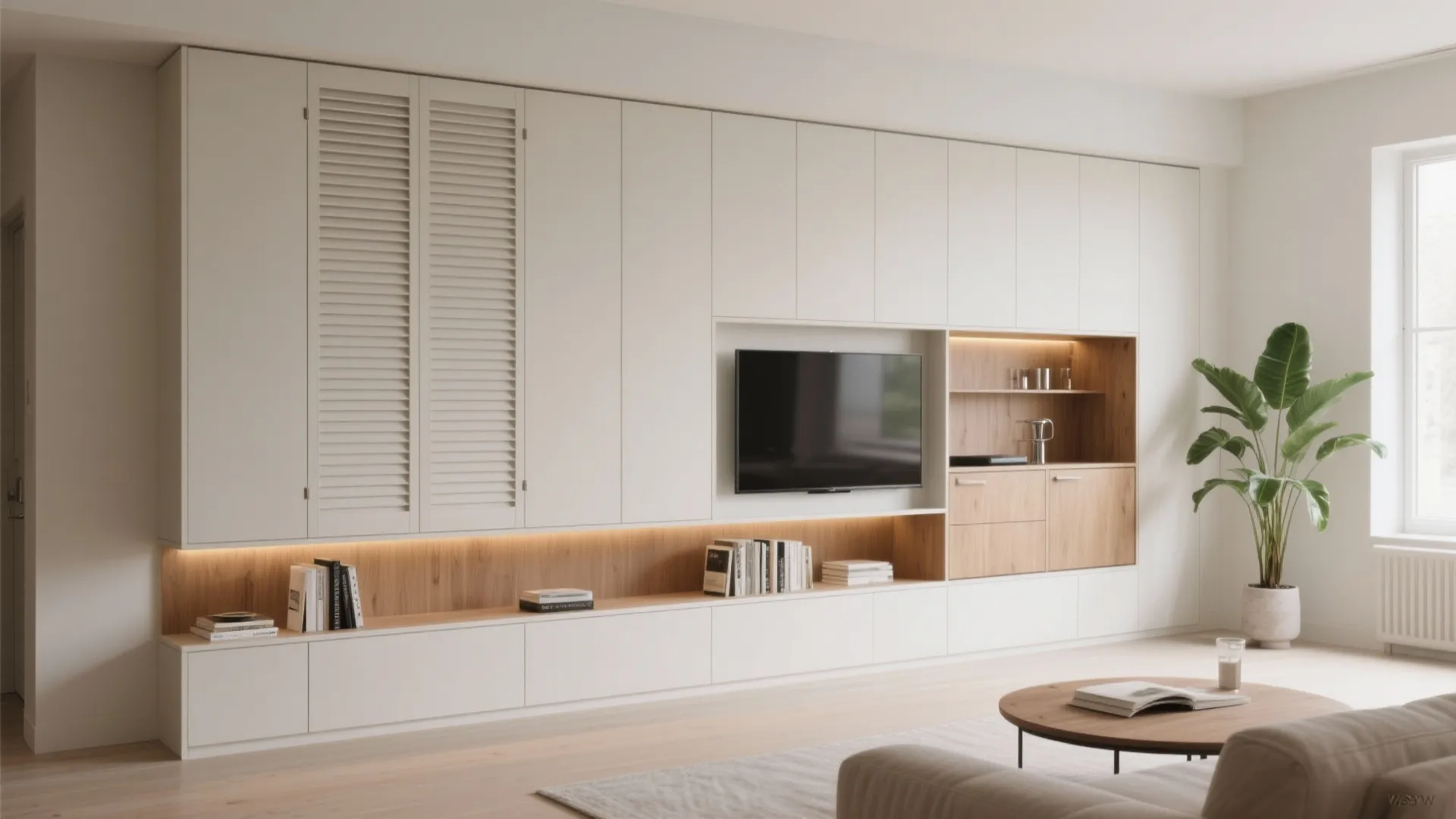 Minimal storage walls that double as decor