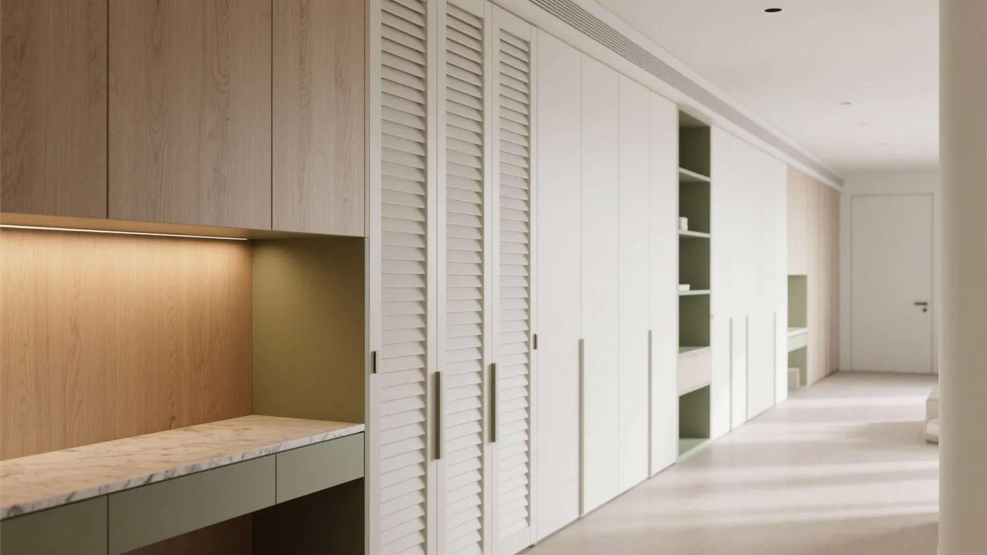 1) Minimal storage walls that hide more than they show