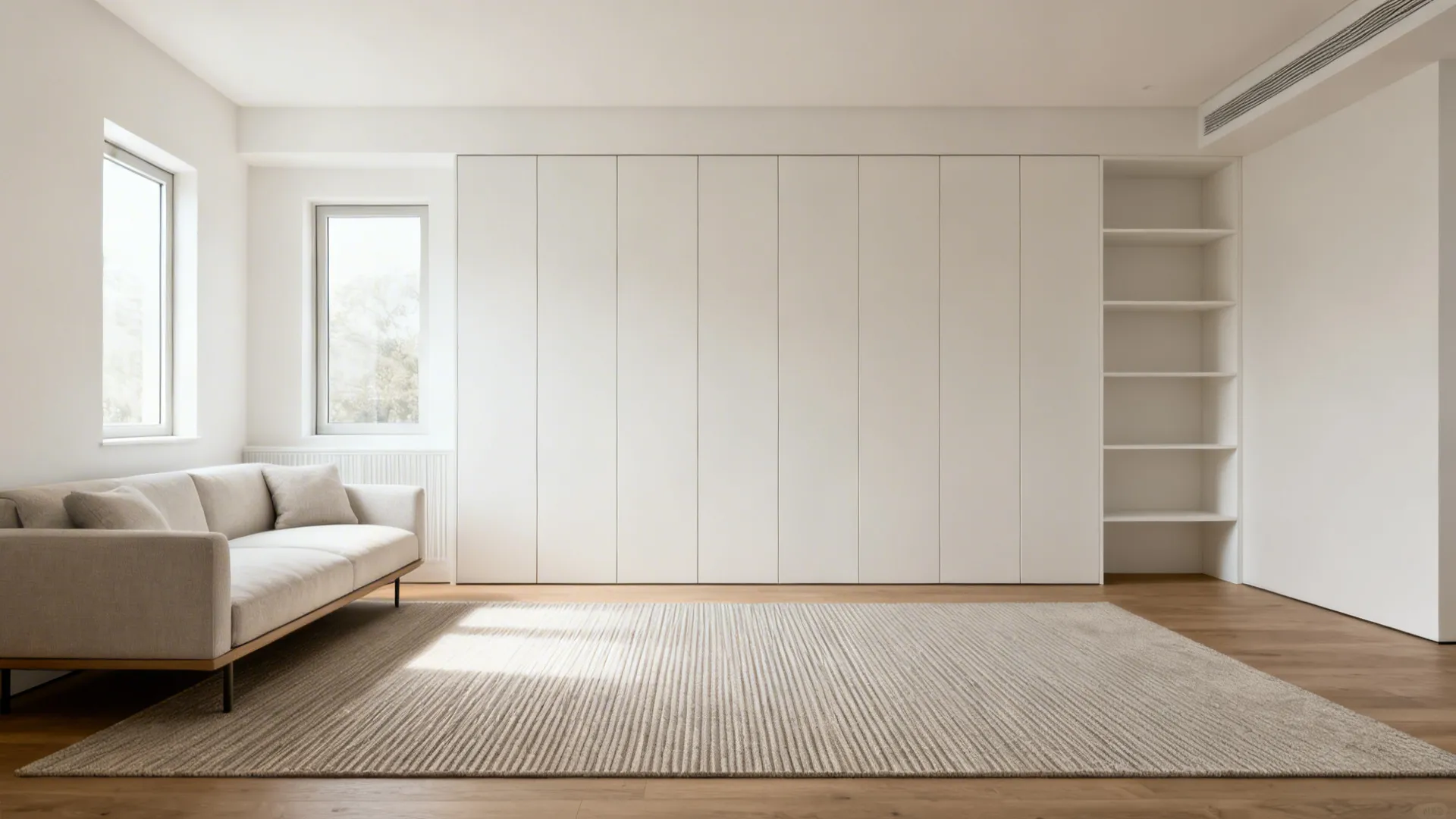 Idea 1: Minimalist Storage Wall with Low Profile Seating
