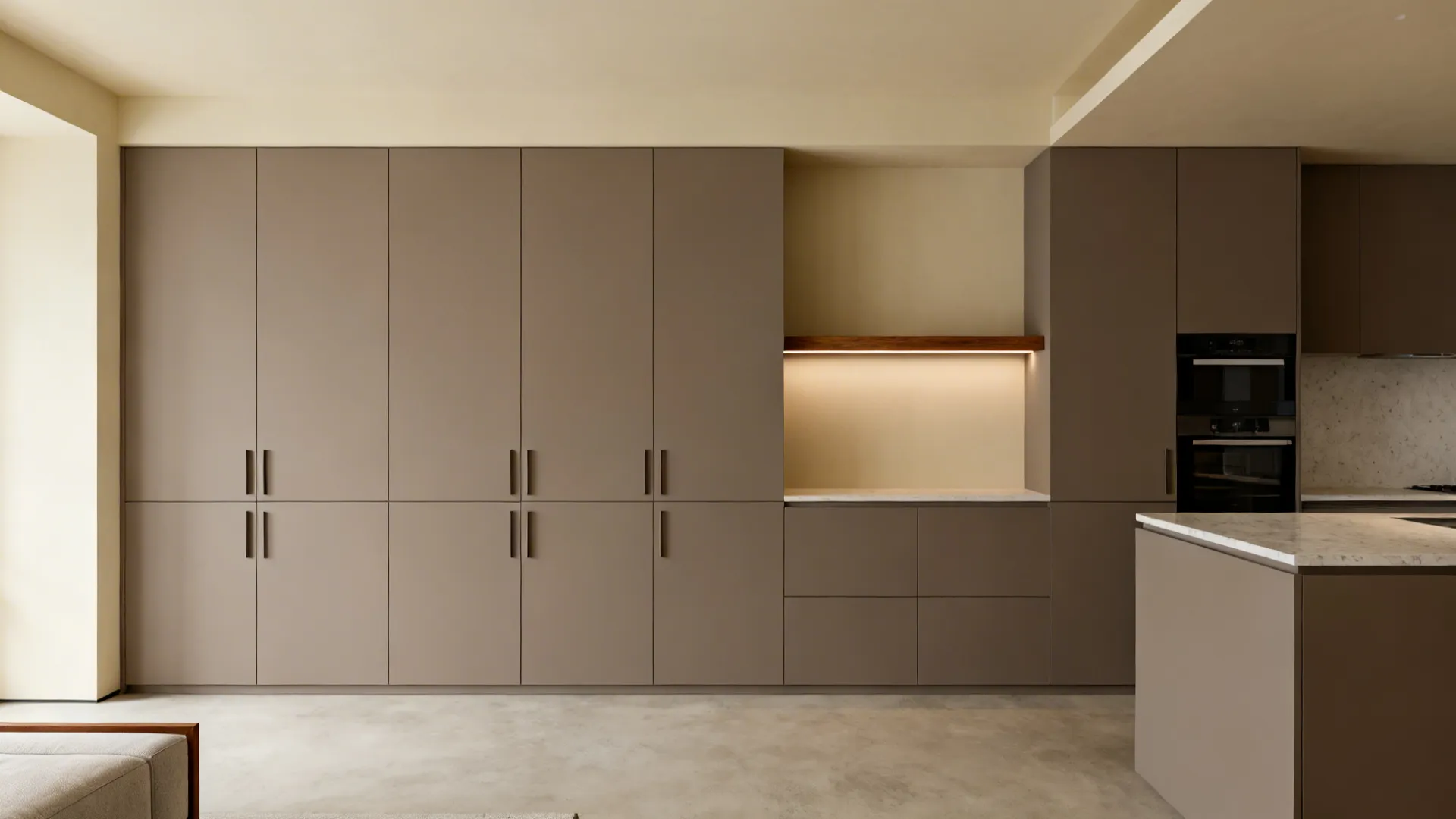 Minimalist kitchen storage for studio calm