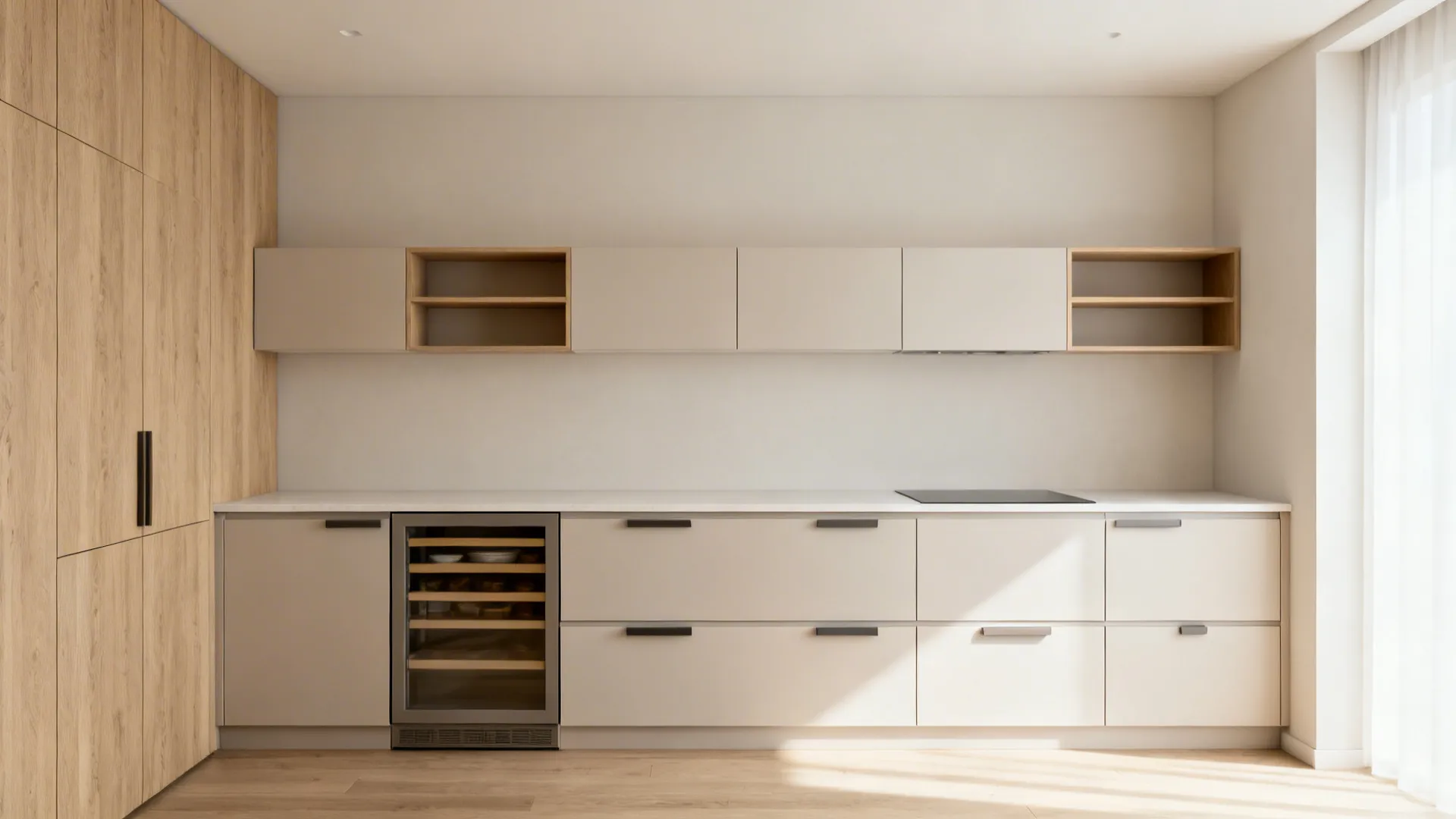 Minimalist Storage Wall with Clear Dimensions