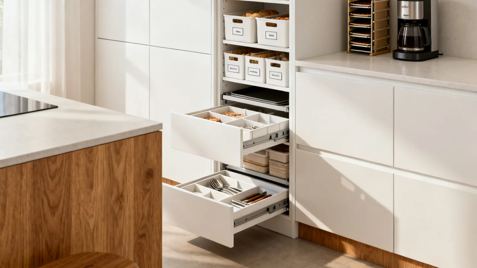 Minimalist storage for calm, efficient counters