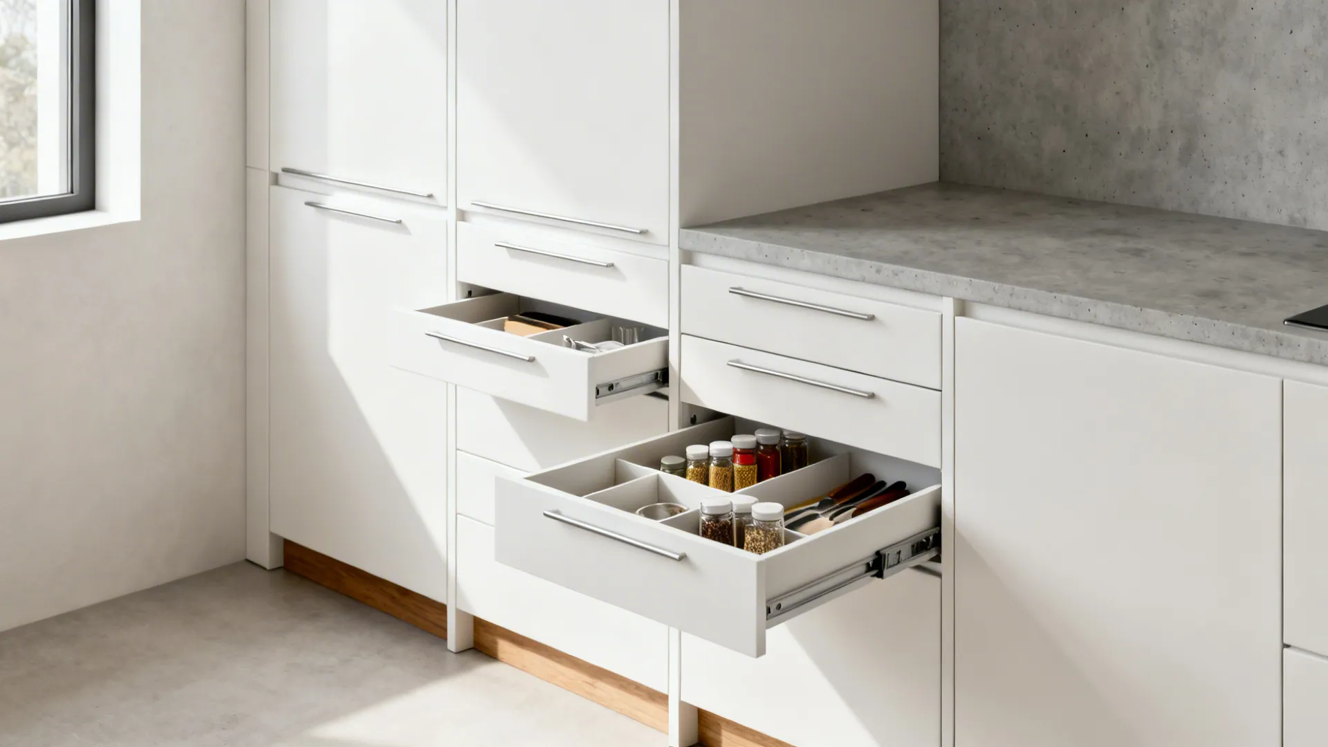 1) Minimalist Storage for Modular Kitchens