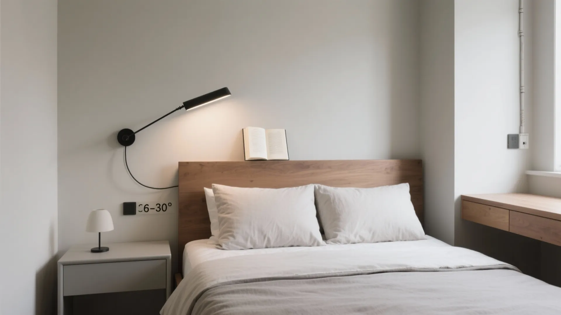 Minimalist swing-arm sconces for flexible focus