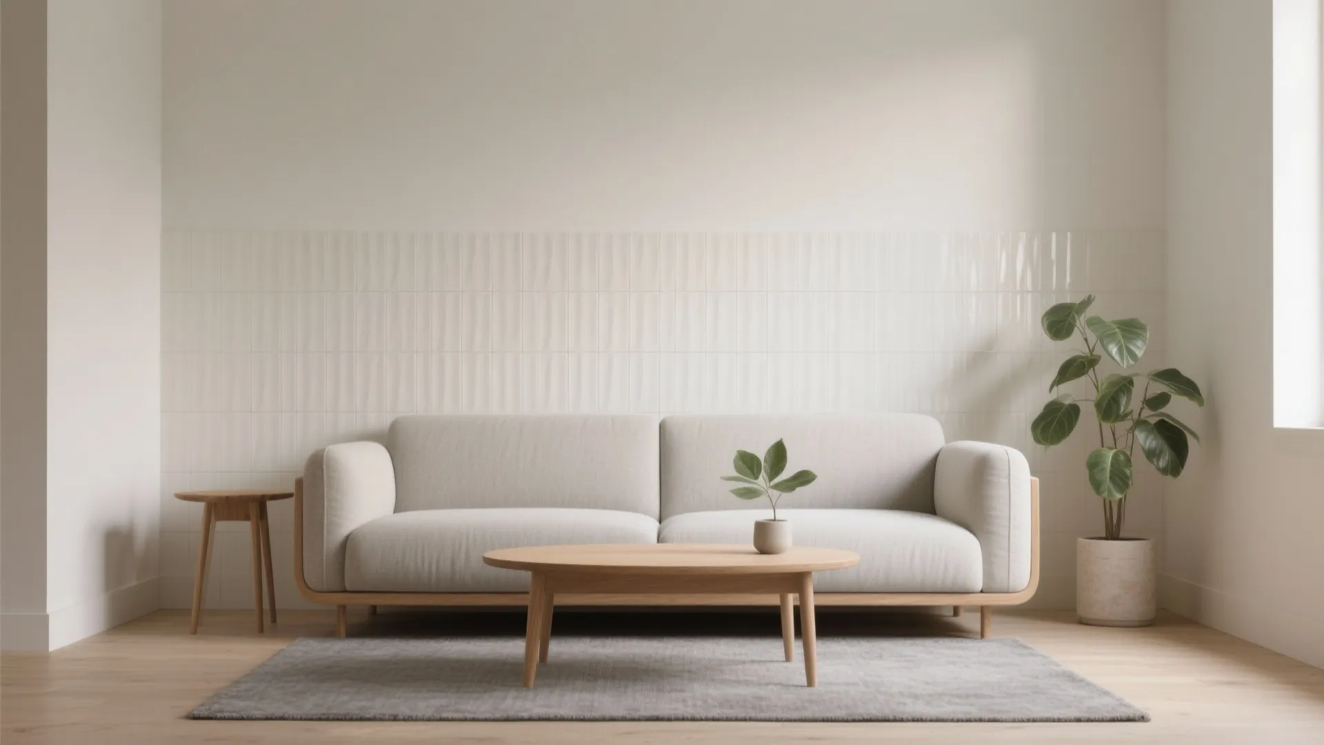 Minimalist Textured Tiles for a Calm Accent Wall