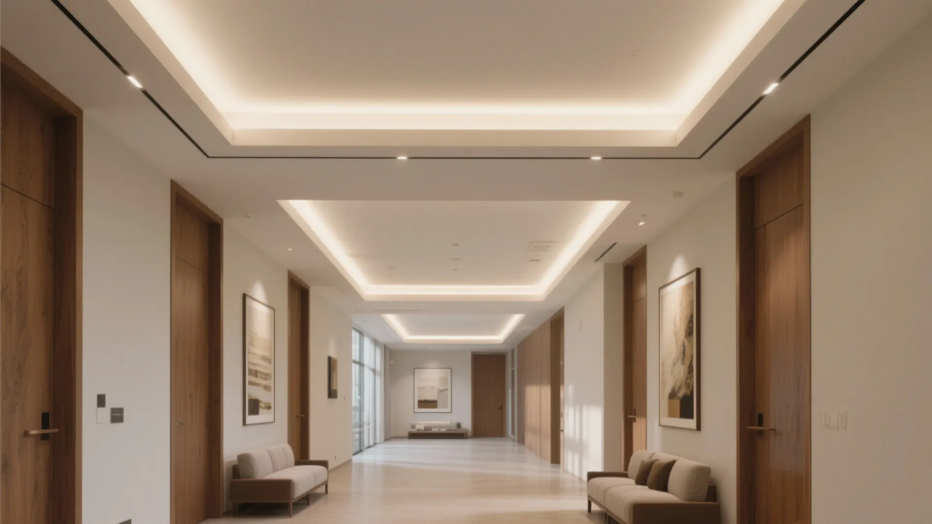 Minimal Layered Trays with Concealed Lighting