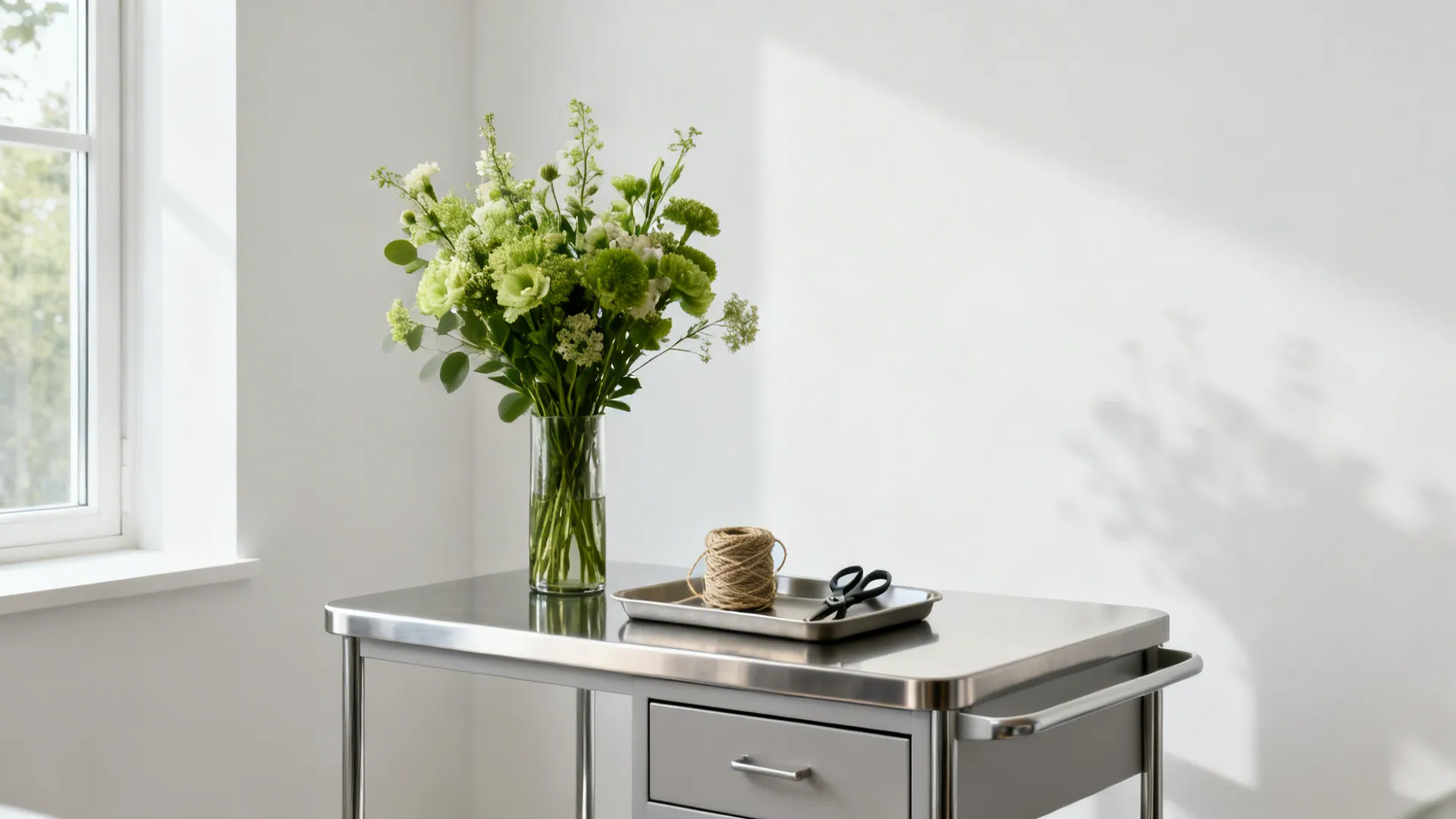 Minimalist trolley styling for airy countertops
