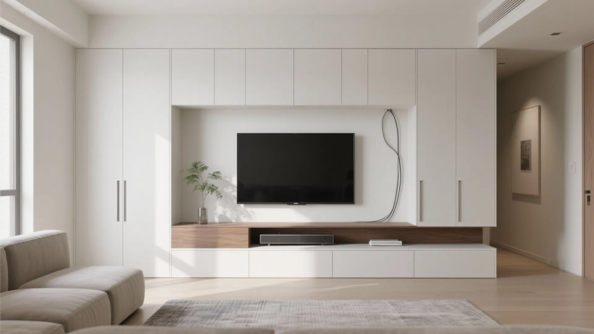 Minimalist Storage-First TV Wall
