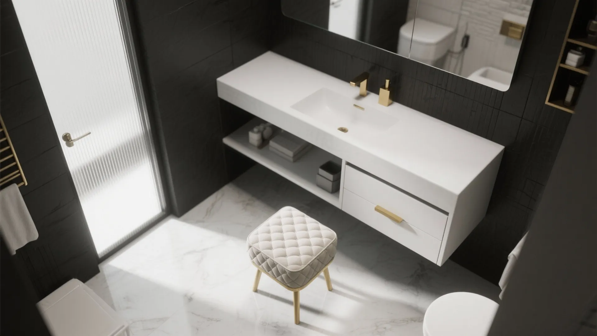 5. Minimal Vanity with Quilted Accents