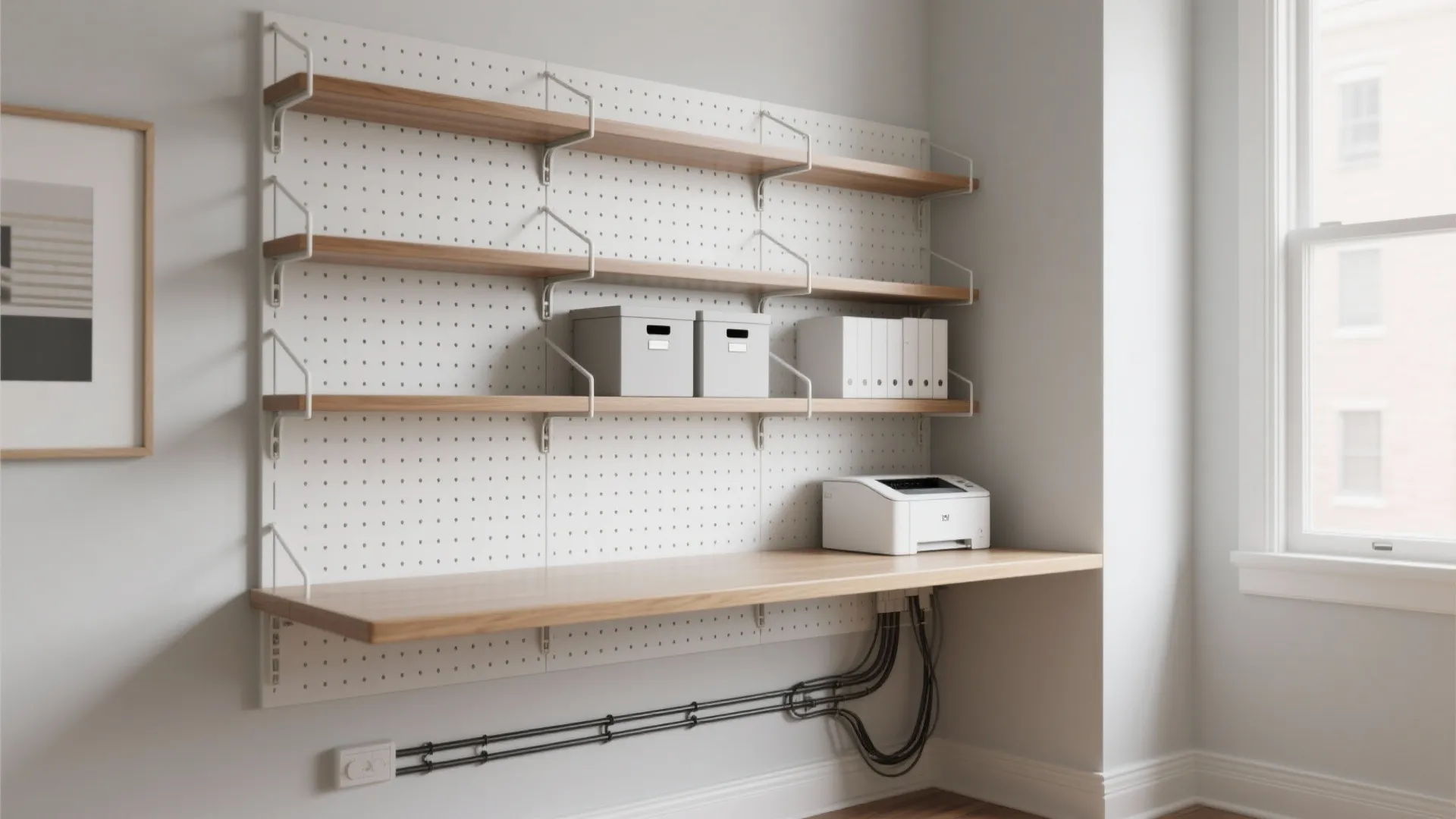 Minimalist storage wall that doubles as a study backbone