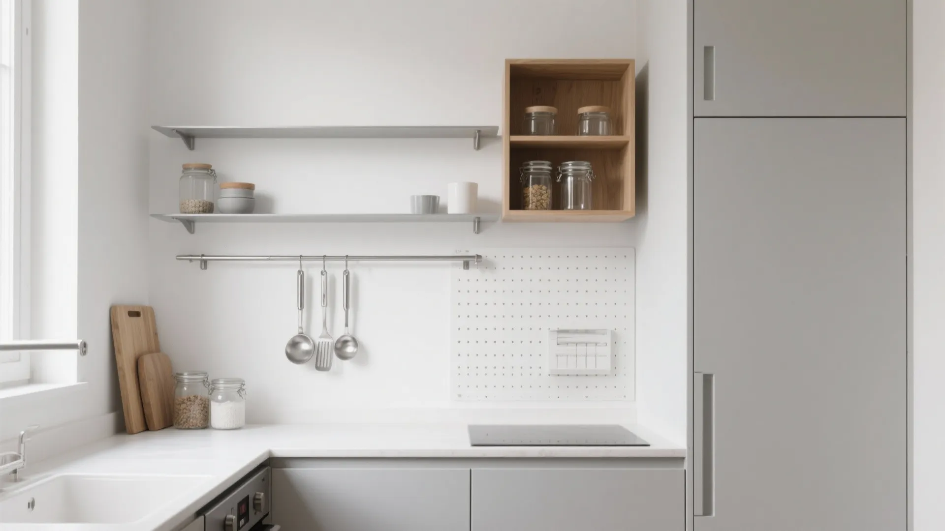 Minimalist Kitchen Storage Wall