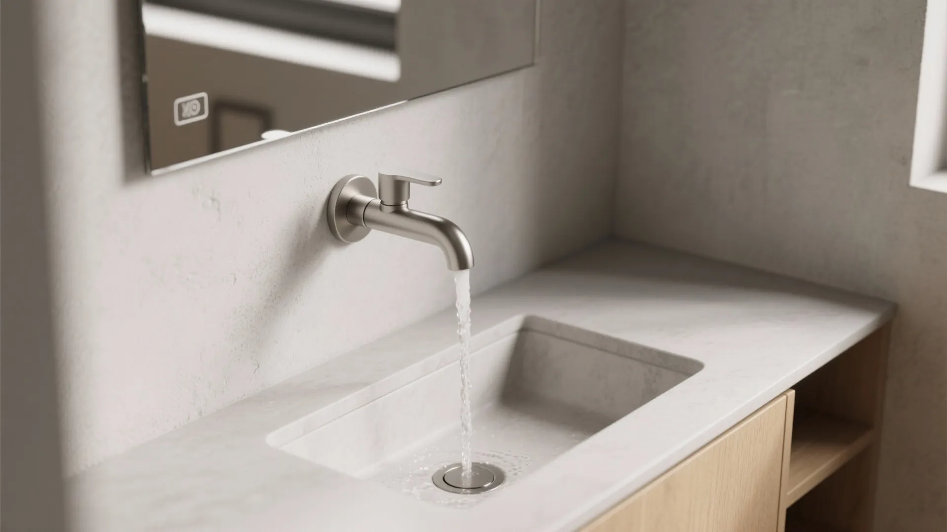 1) Minimal wall-mounted faucets to free the counter