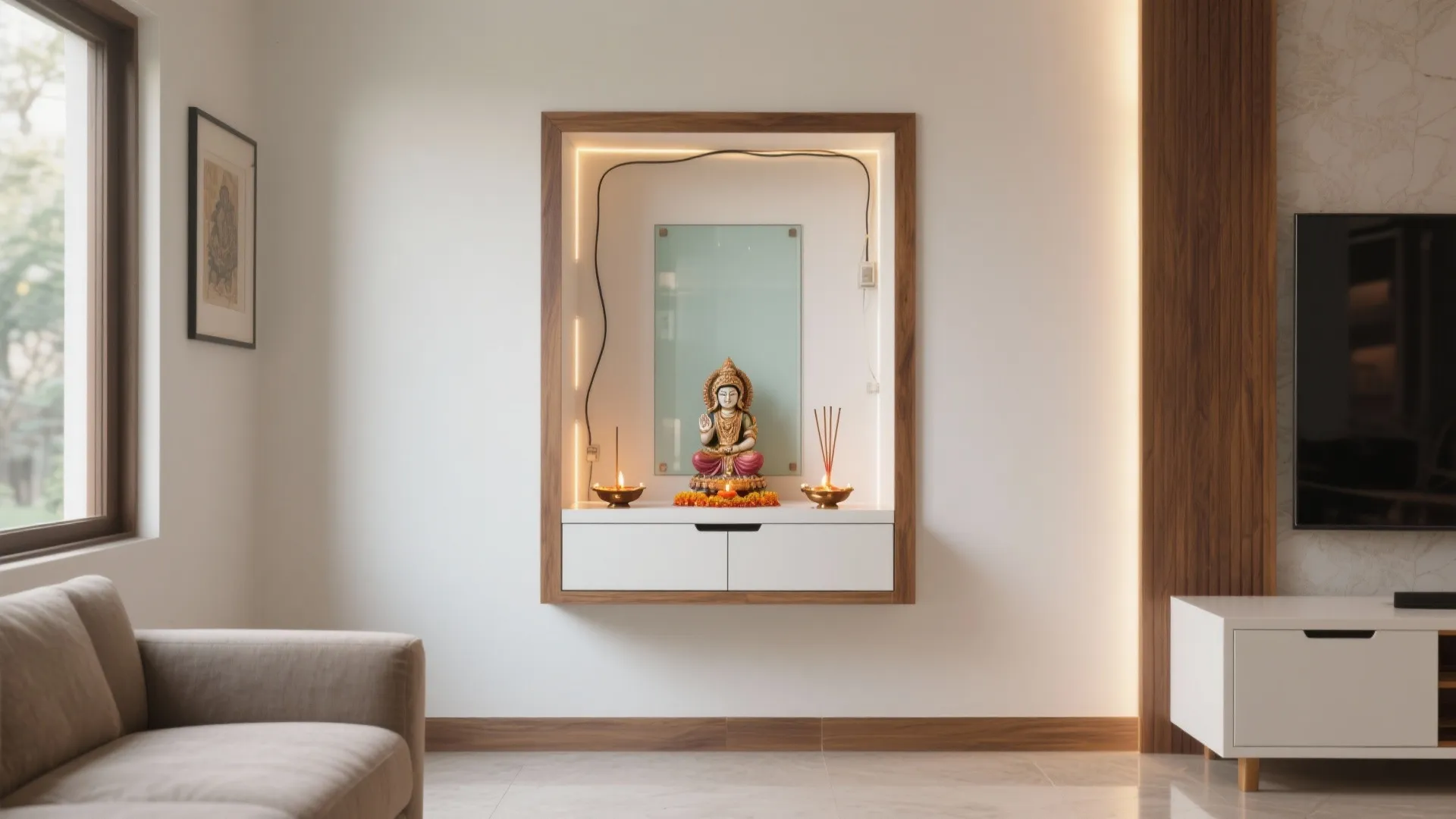 Minimal Wall Niche Pooja Corner