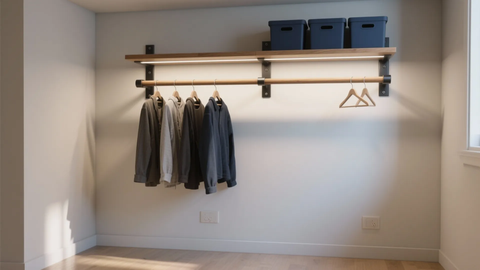 DIY Clothing Rack on Wall: Sleek Storage for Small Spaces: 1 Minute to Hang Your Wardrobe—No Floor Space Needed!