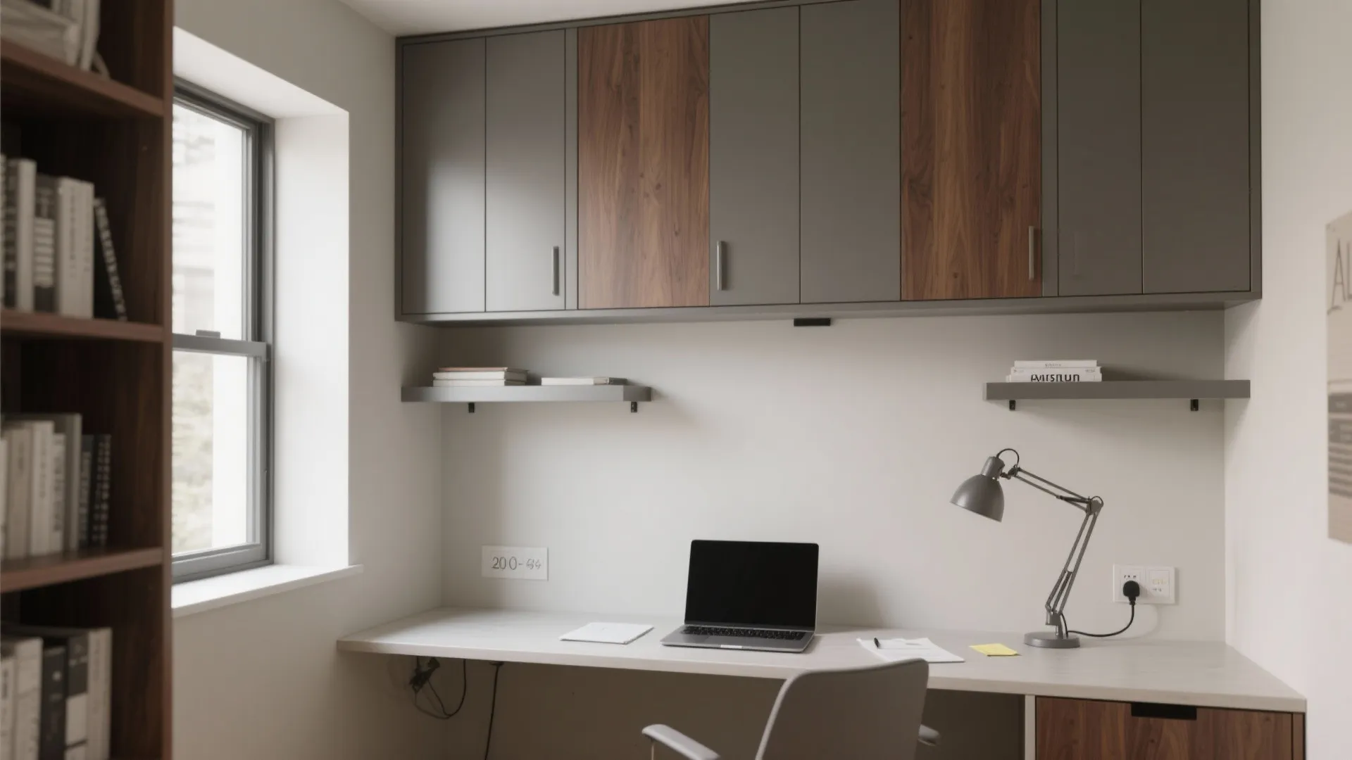 Minimalist wall-mounted storage for a calm desk