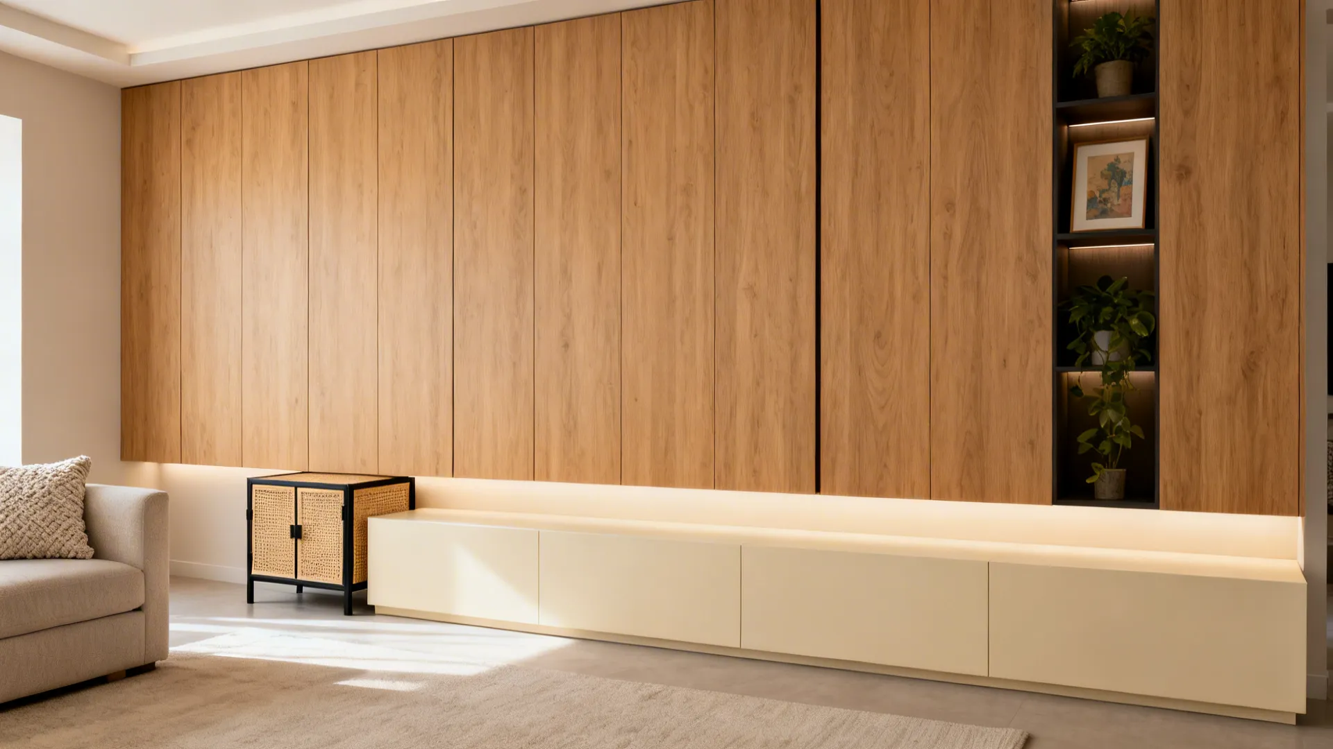 1) Minimalist Storage with Indian Warmth