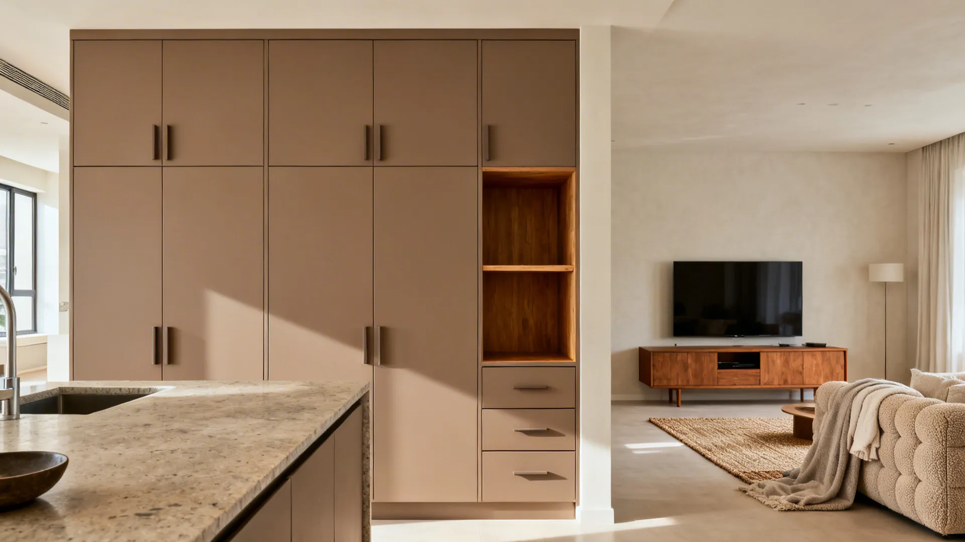Idea 1: Minimalist Storage With a Warm Twist