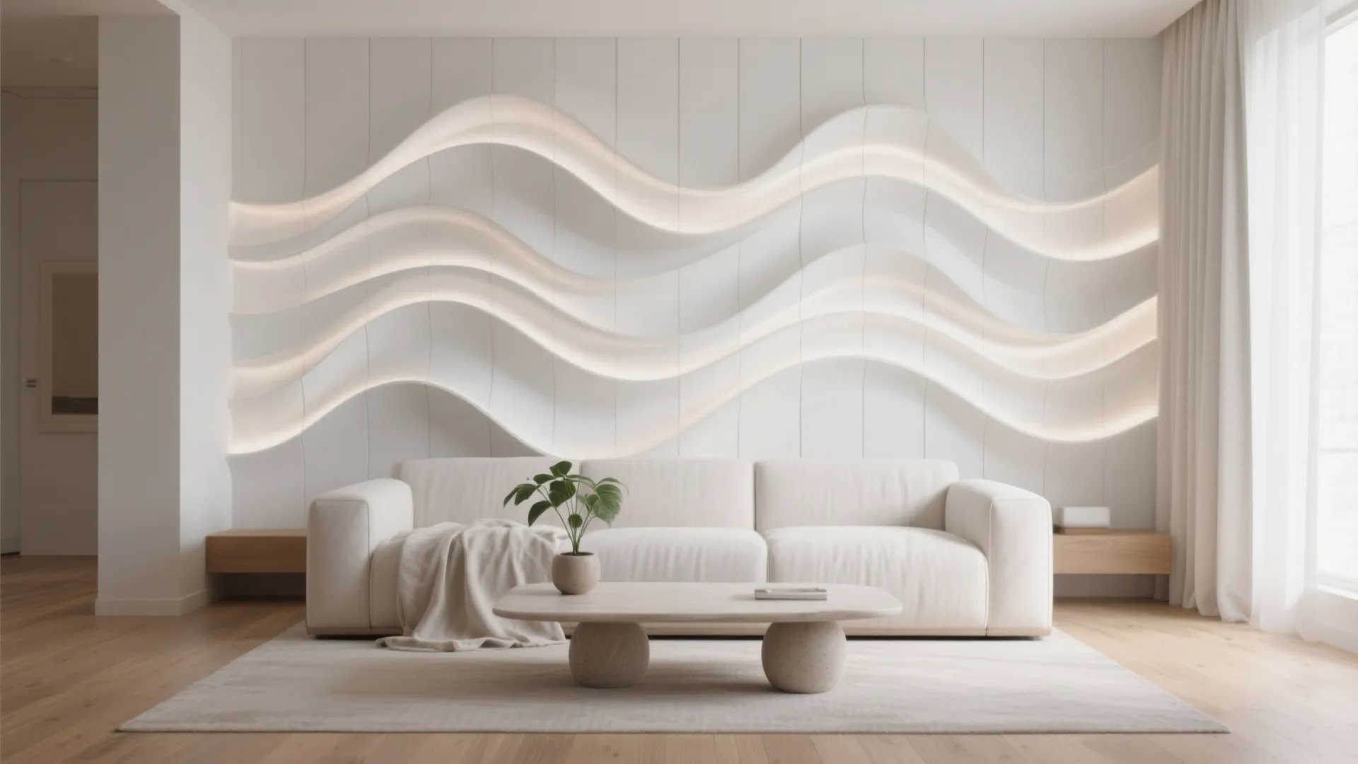 Sculpted Minimal Waves for a Calm Feature Wall