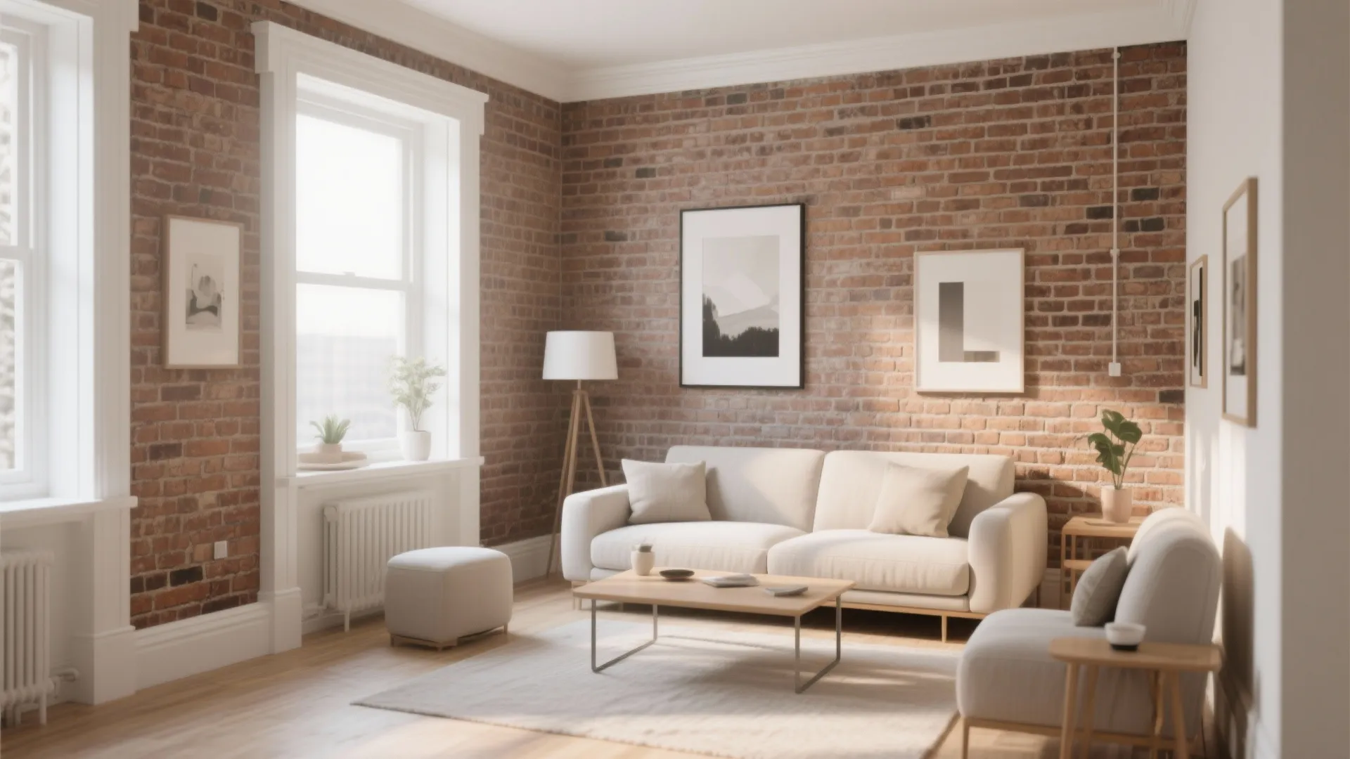 1. Minimalist Framing with White Trim