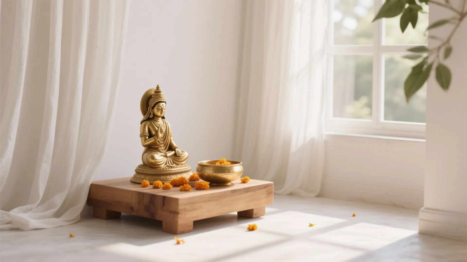 Minimal, Light-Filled Puja Corner
