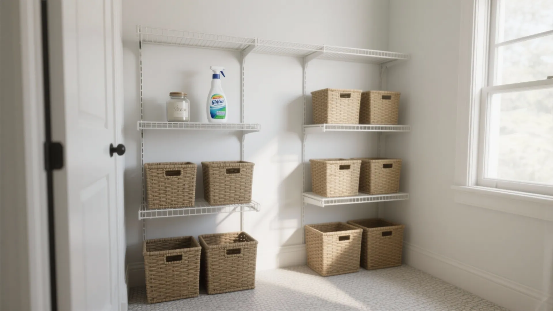 Minimalist Wire Shelving for Compact Laundry Rooms