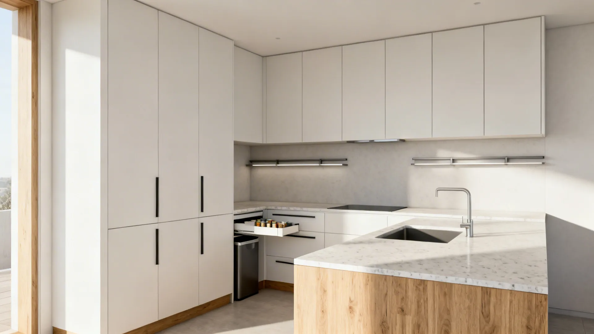 Minimalist storage that respects the 7x7 footprint